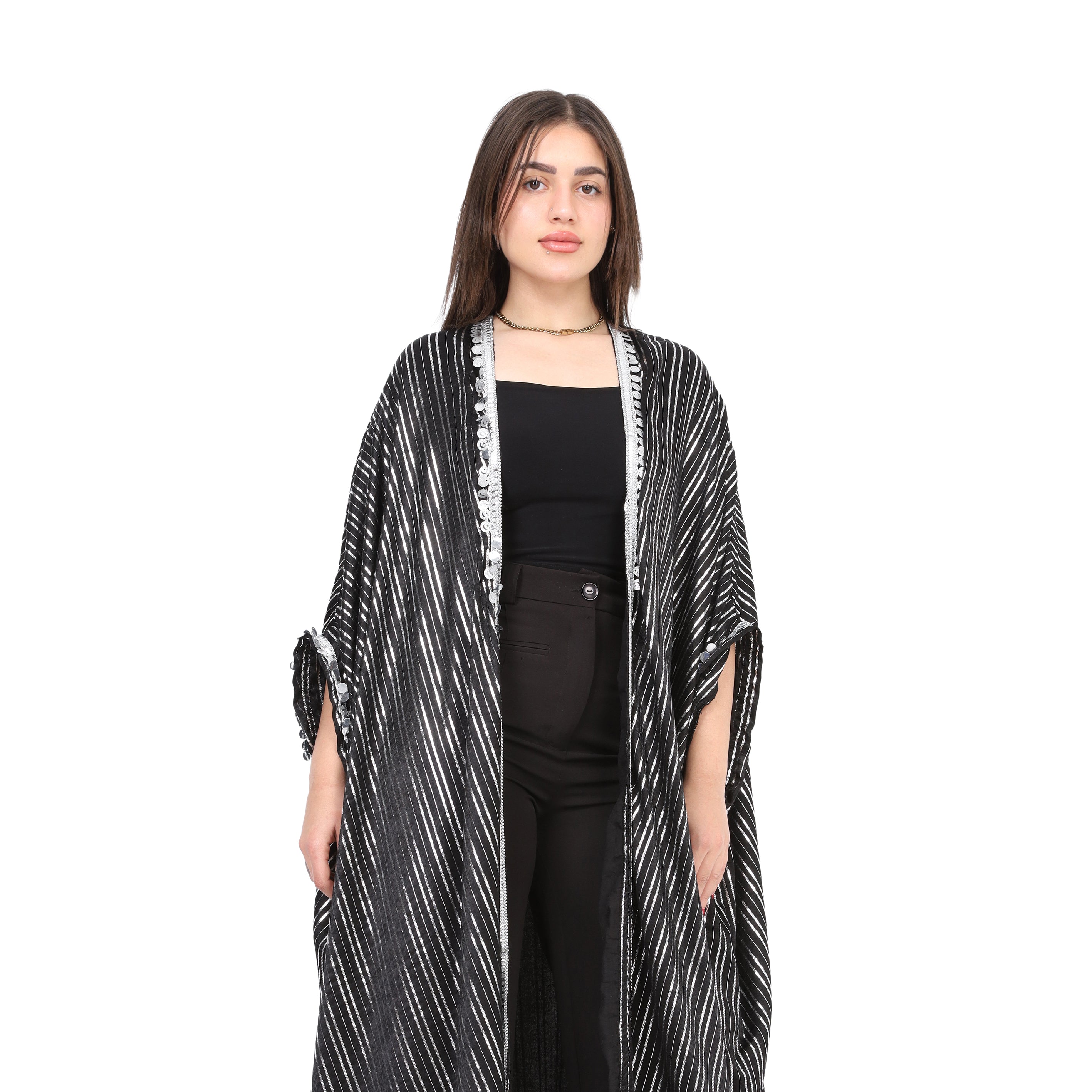 Shimmer Striped Open Cardigan 1722708