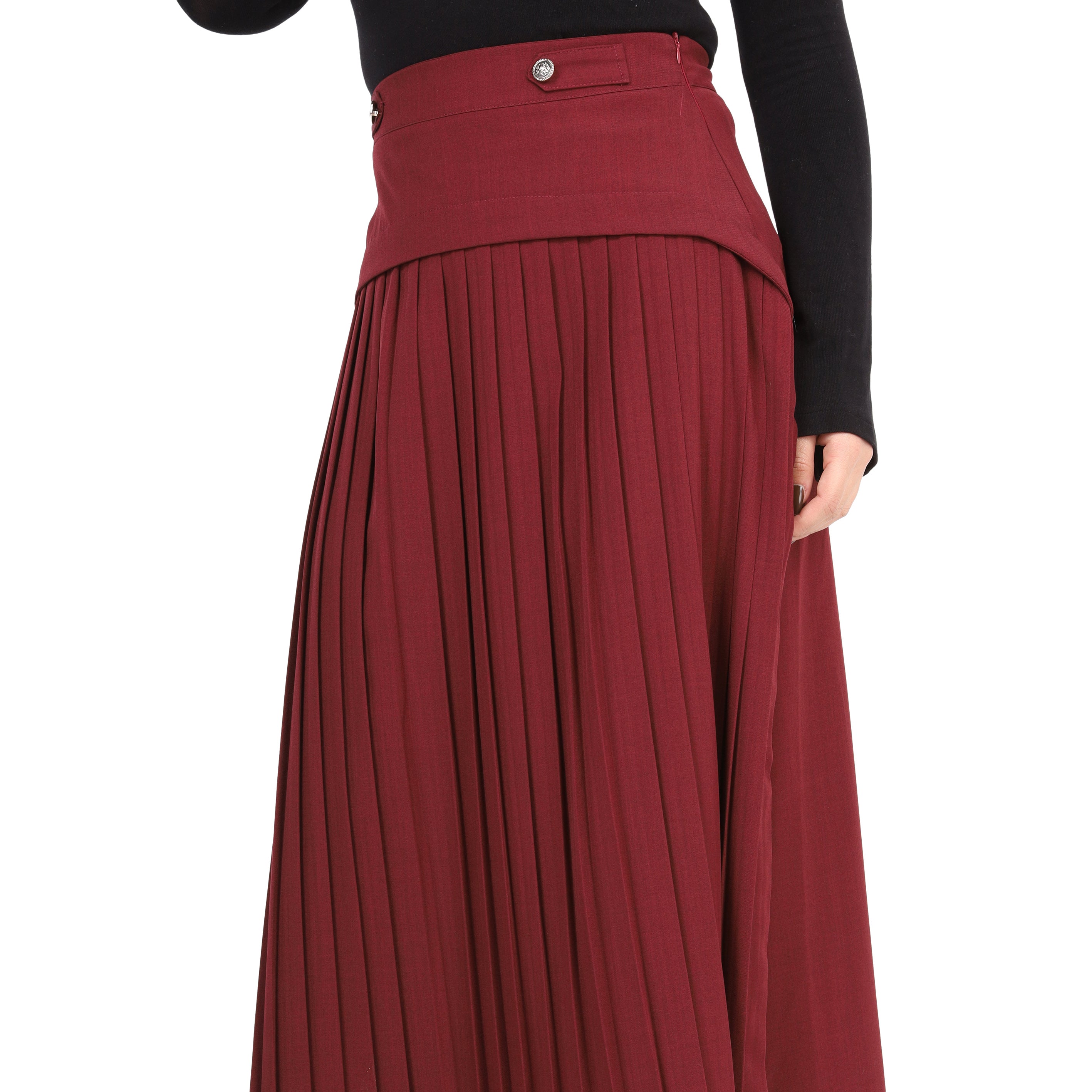 Pleated Midi Skirt with Button Detail 2000/029