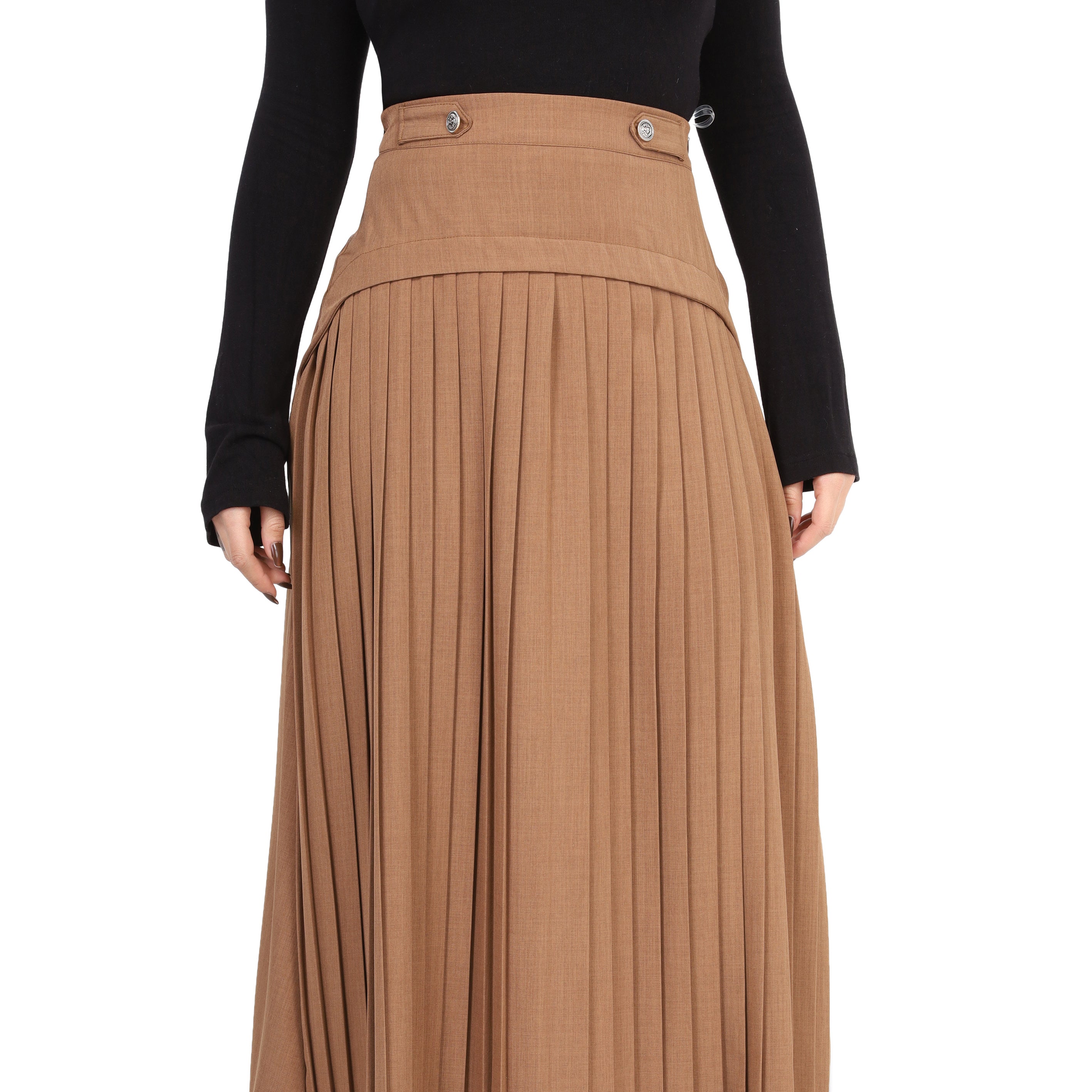 Pleated Midi Skirt with Button Detail 2000/029