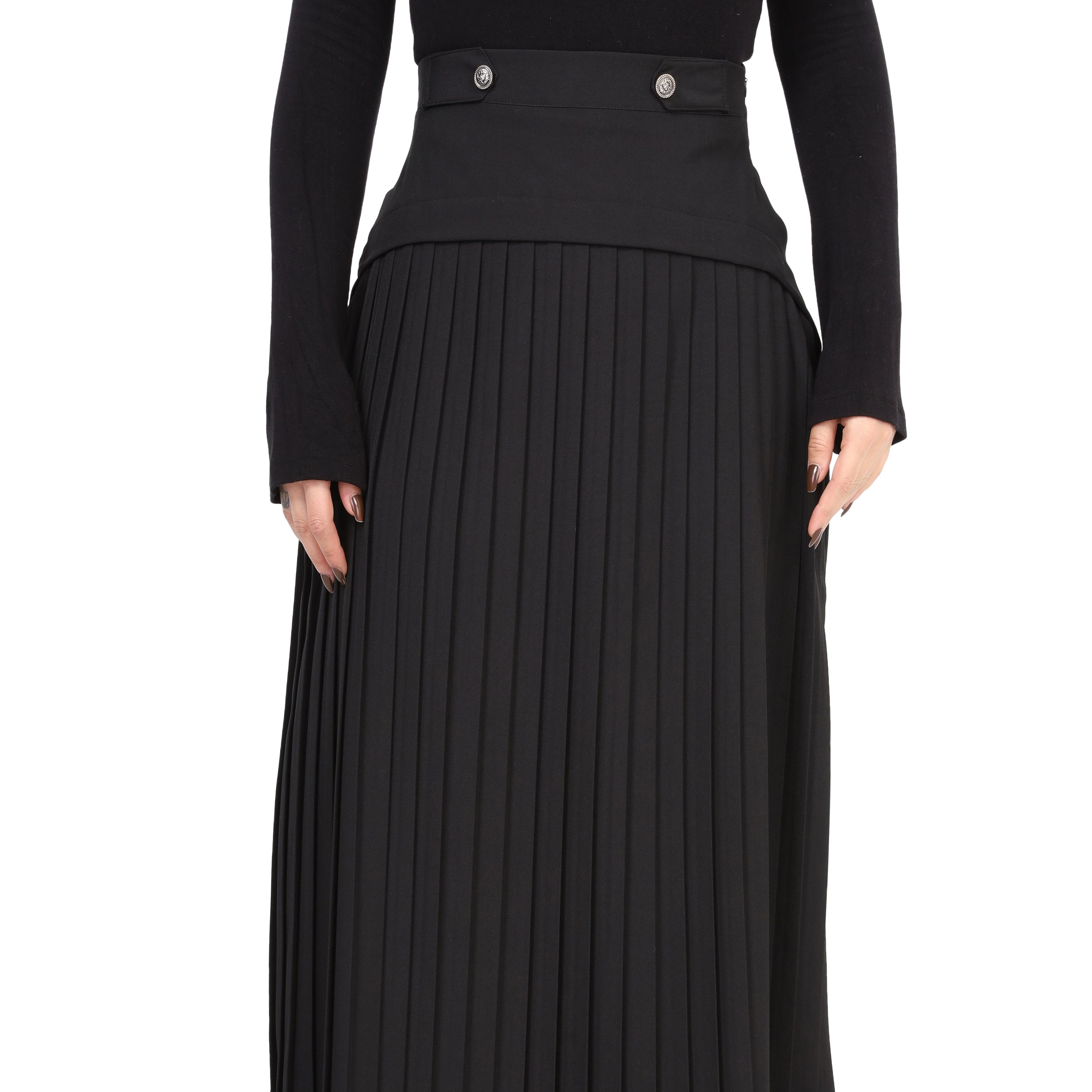Pleated Midi Skirt with Button Detail 2000/029