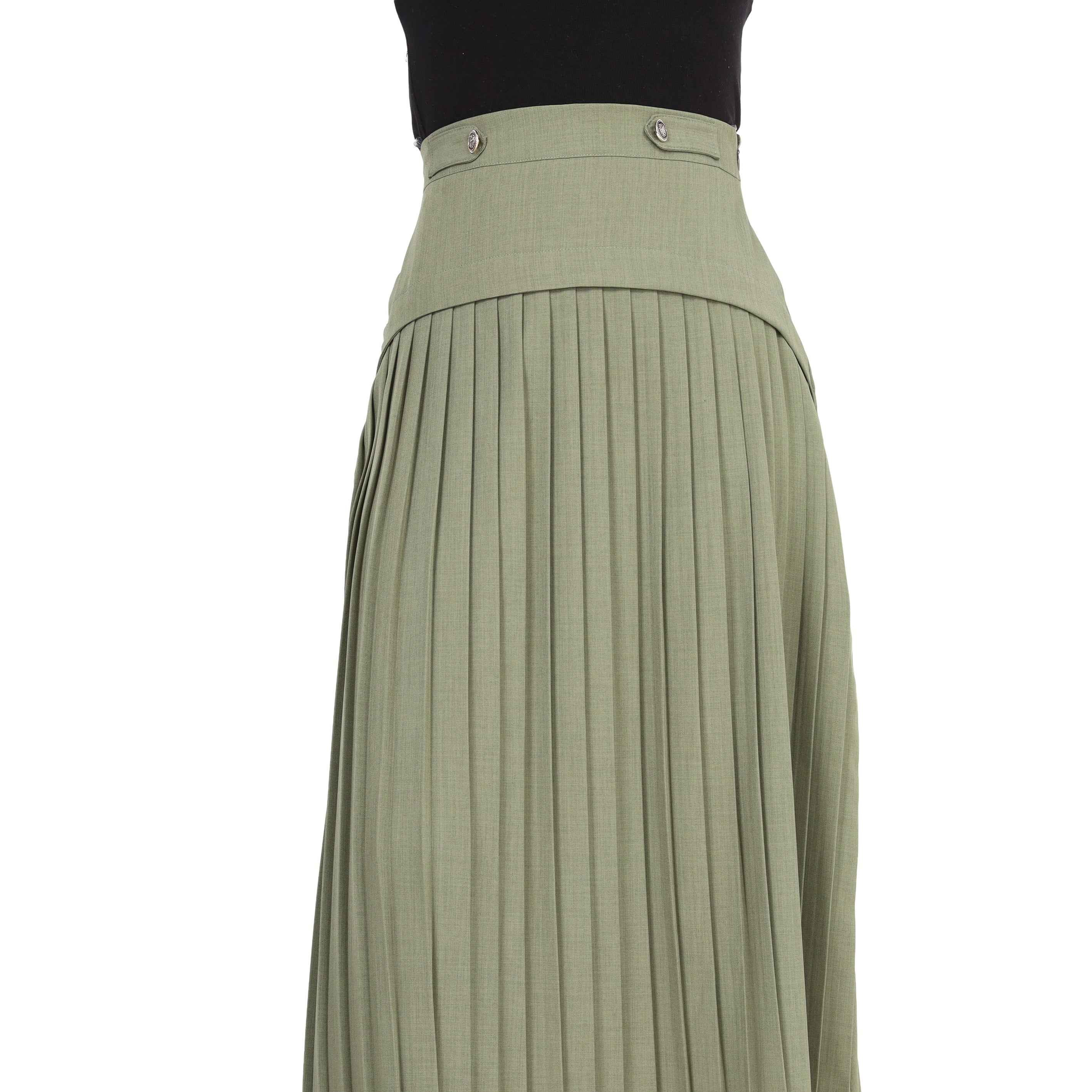 Pleated Midi Skirt with Button Detail 2000/029