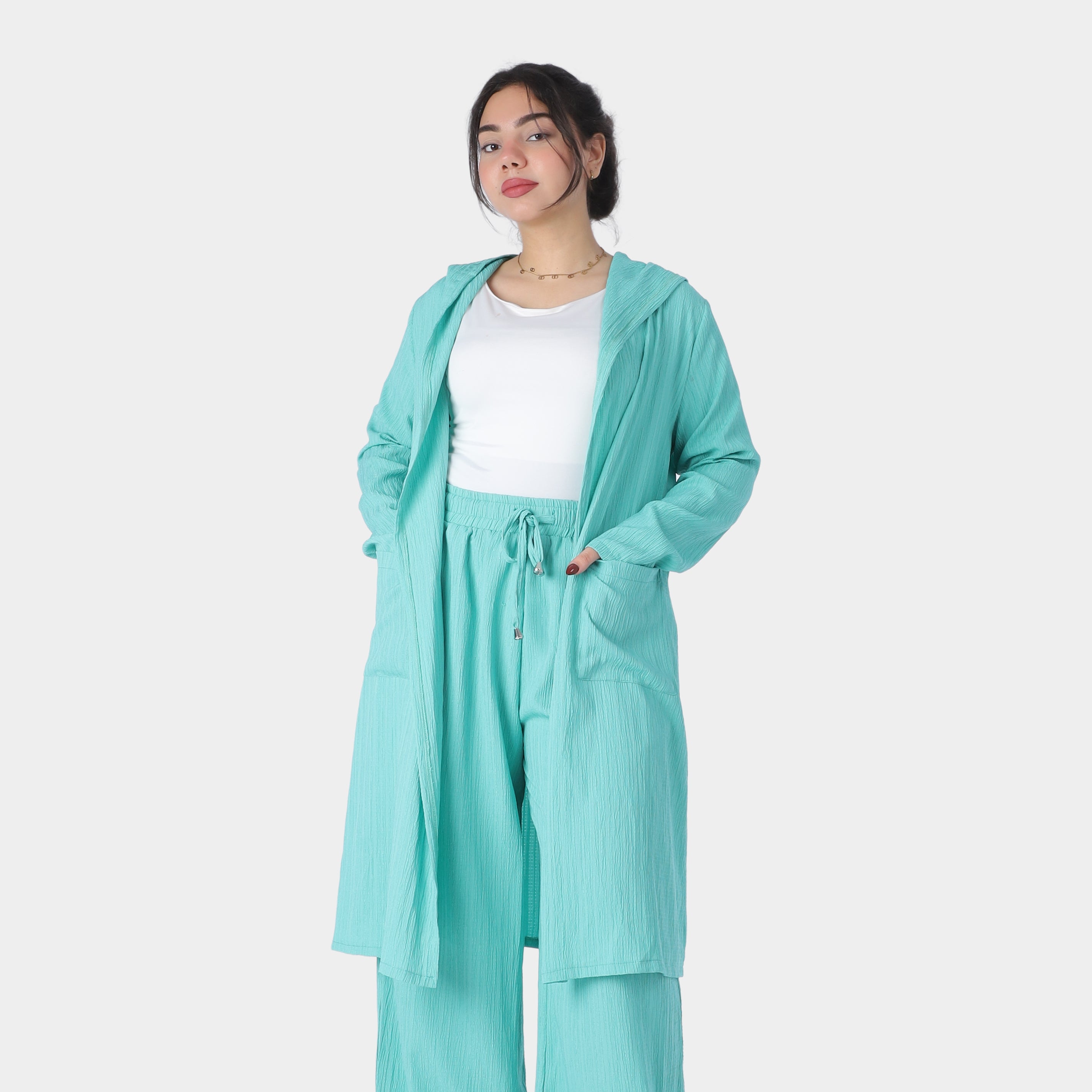 Long Open Front Hooded Cardigan 2000/054/2
