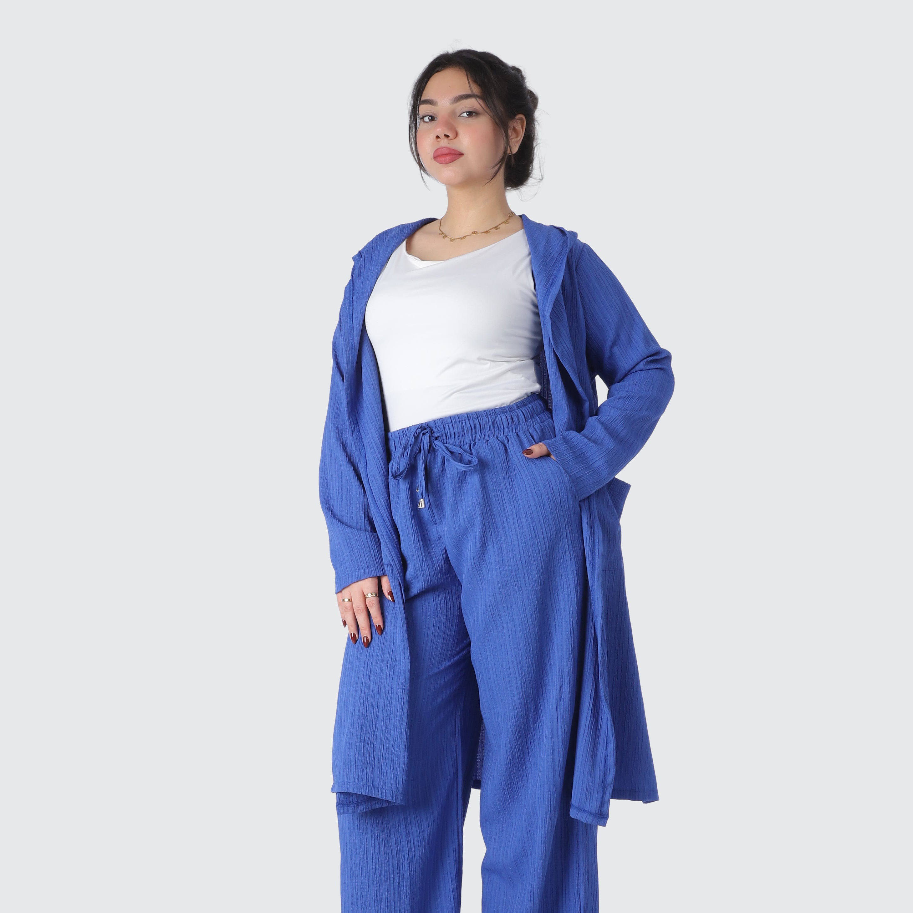 Long Open Front Hooded Cardigan 2000/054/2