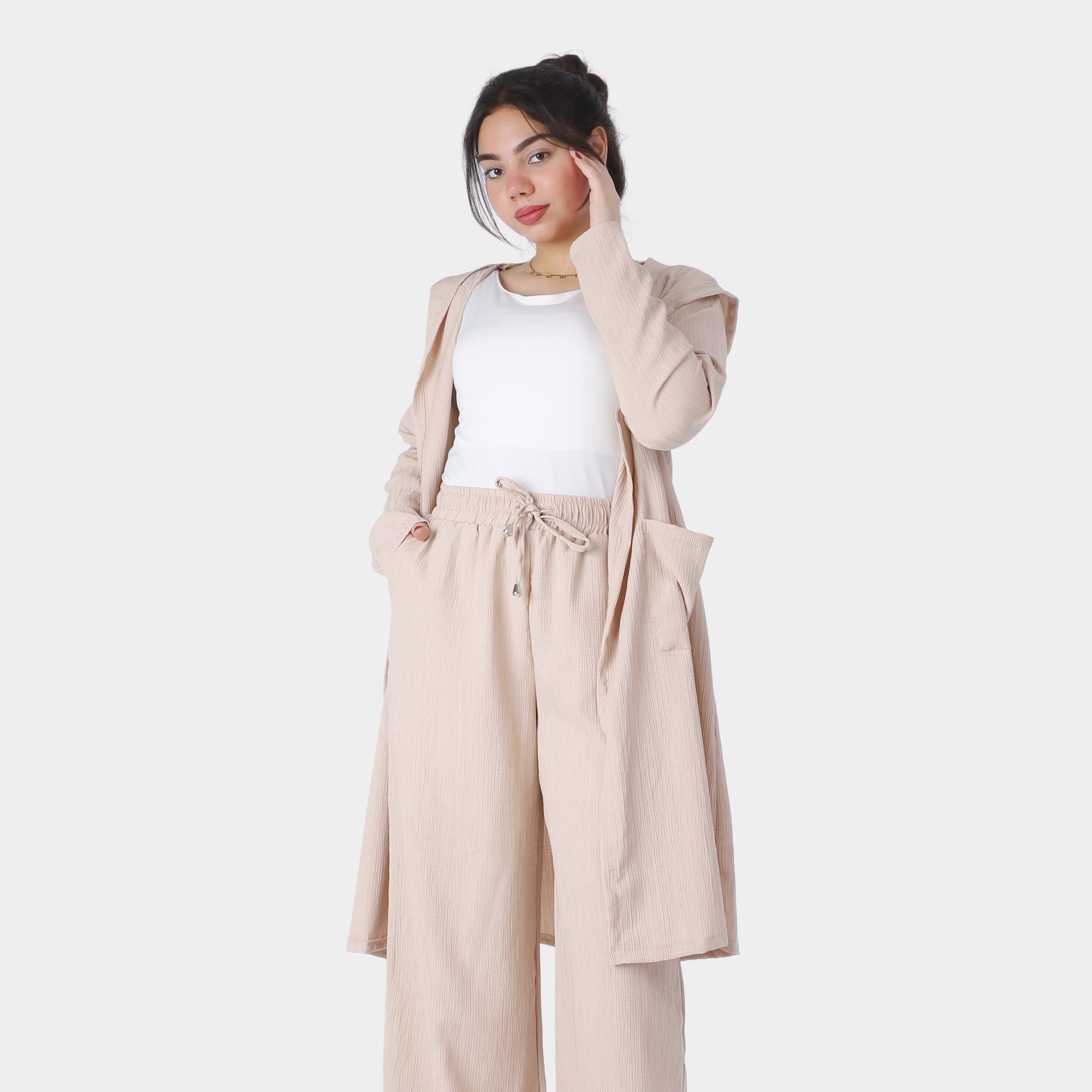 Long Open Front Hooded Cardigan 2000/054/2