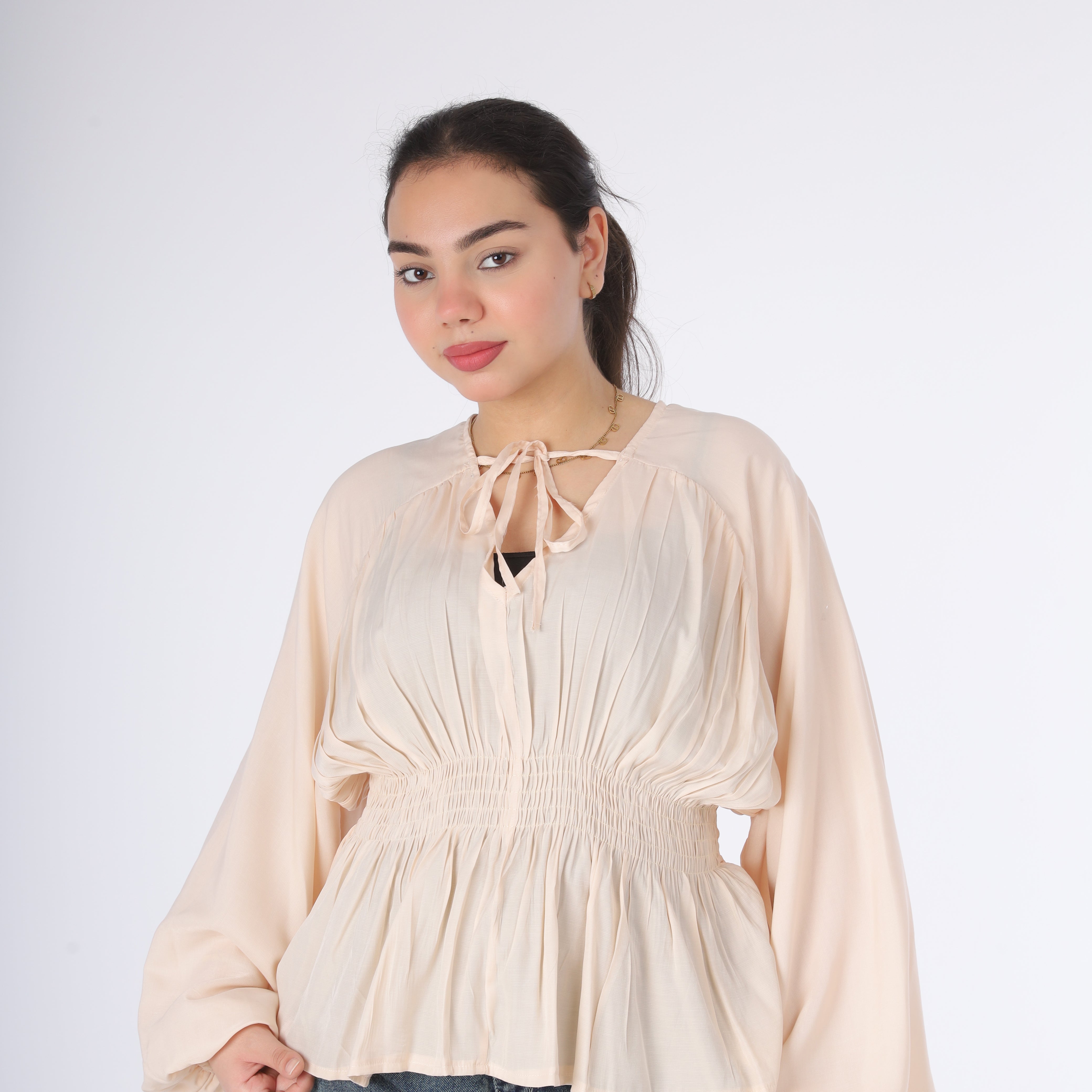 Cropped Blouse with Elastic Waist 2000/063/1