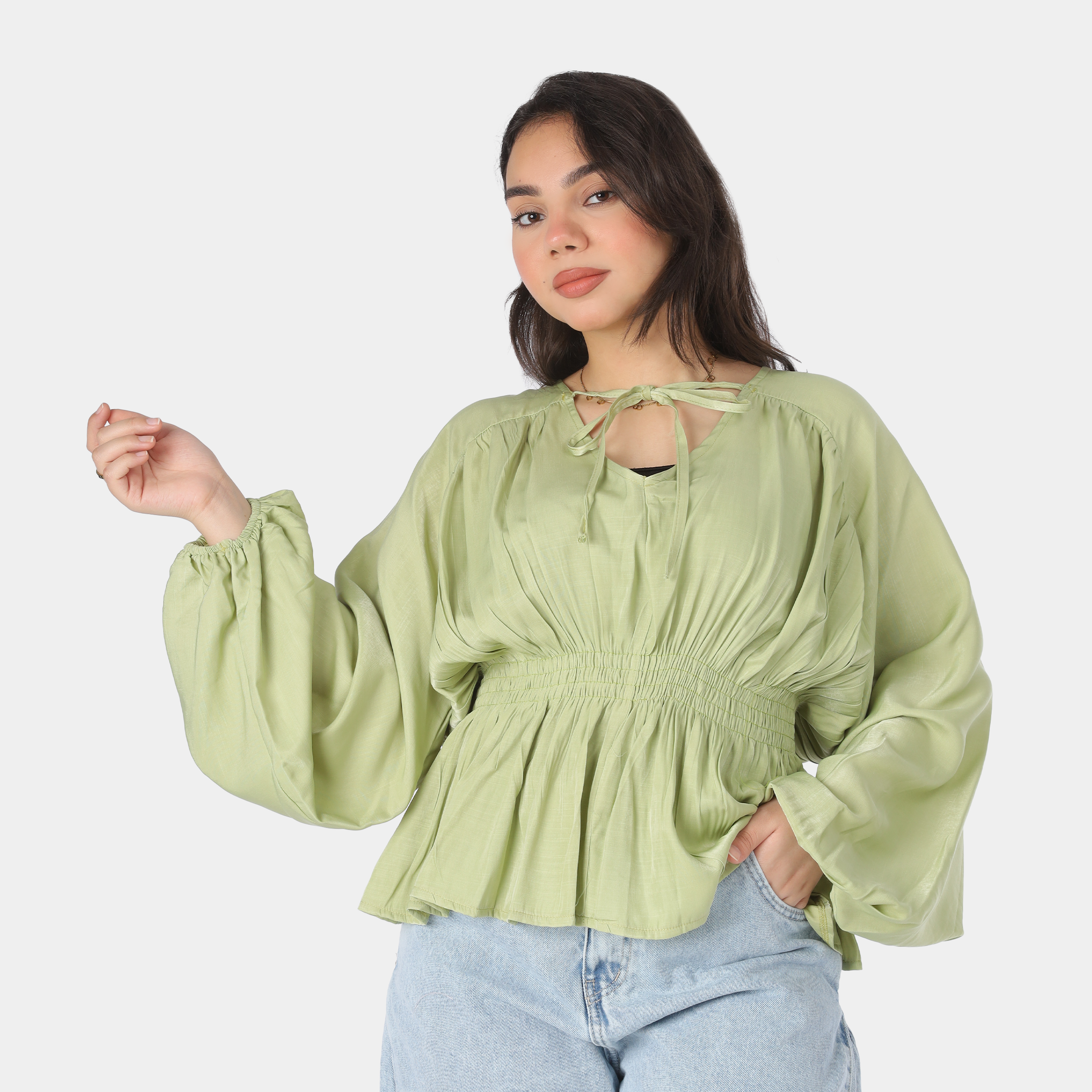 Cropped Blouse with Elastic Waist 2000/063/1
