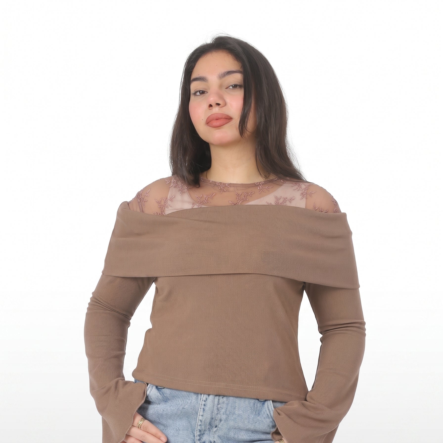 Off-Shoulder Ribbed Blouse 2000/136