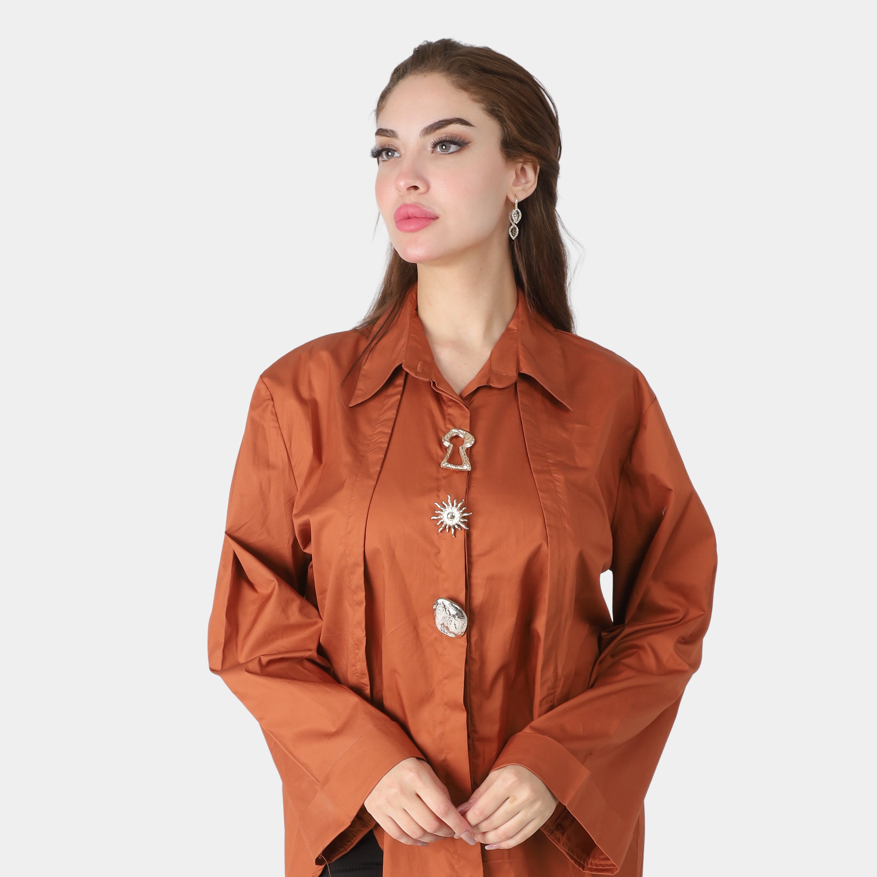 Long Poplin Shirt with Decorative Buttons 2000/165