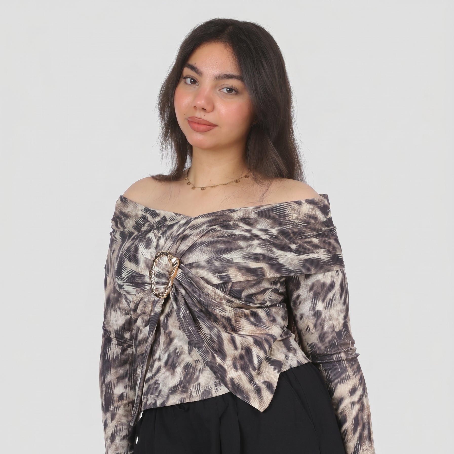 Leopard Print Off-Shoulder Top 2000/186/2