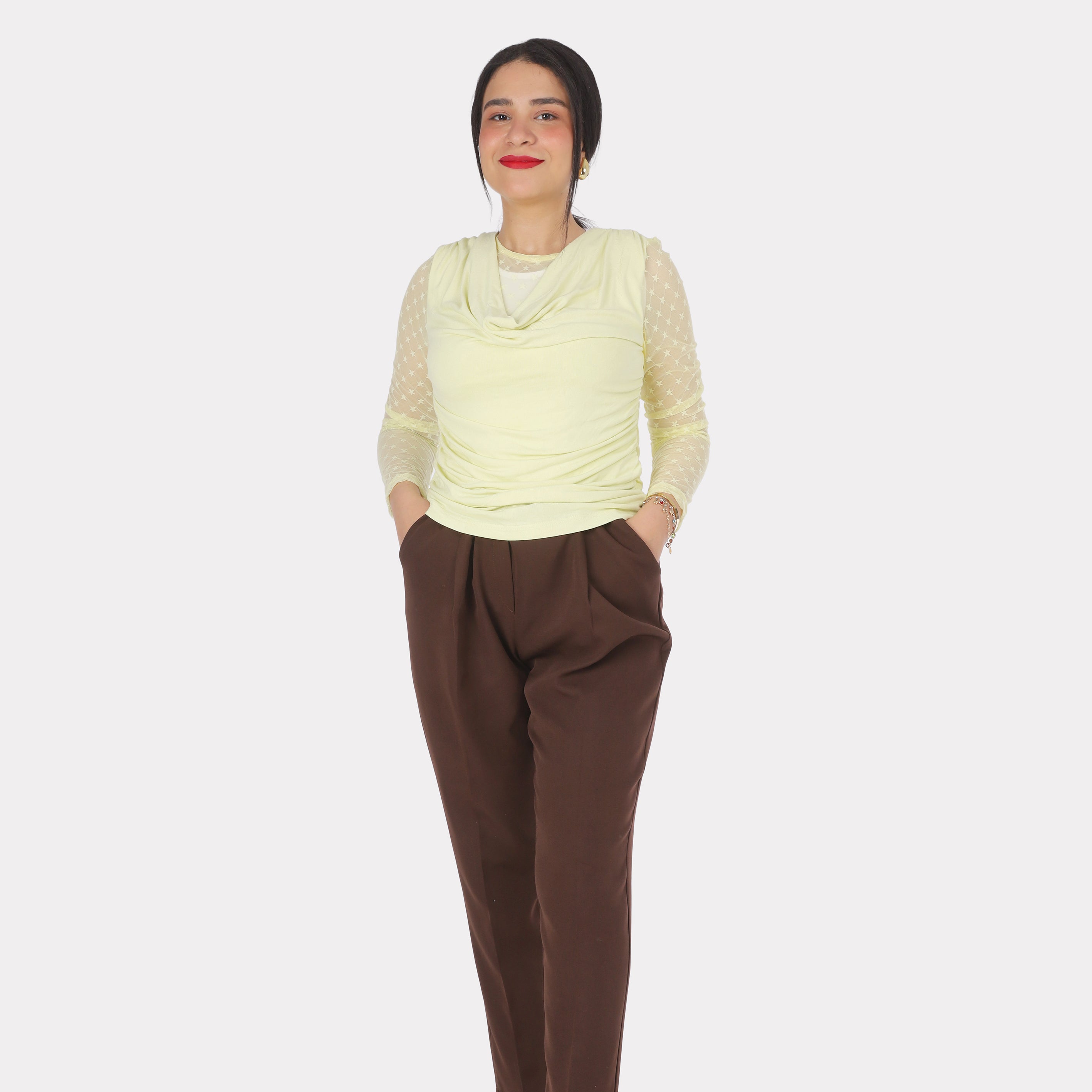 Draped Mesh Sleeve Blouse 2000/243
