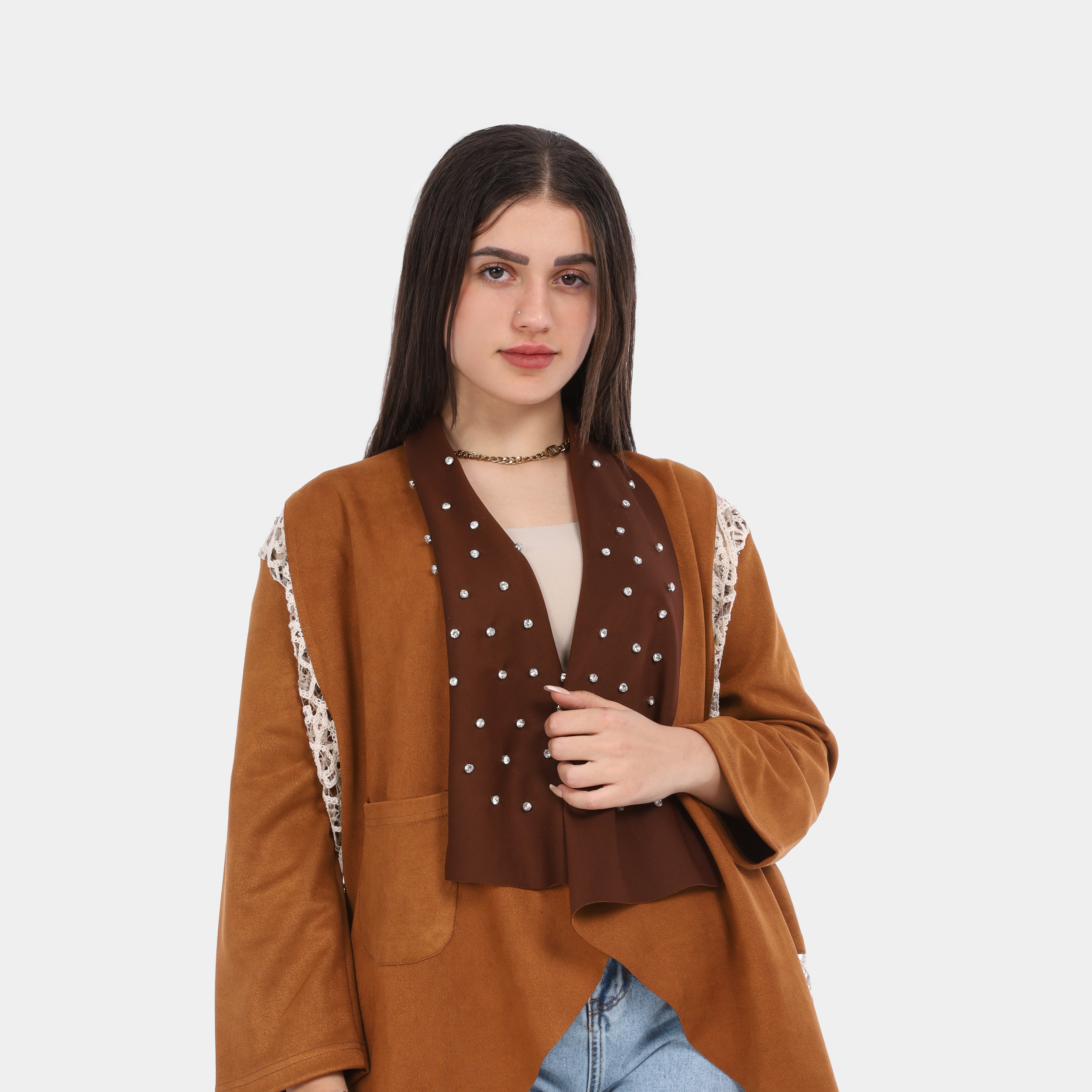 Open Front Lace Panel Cardigan 2001/027