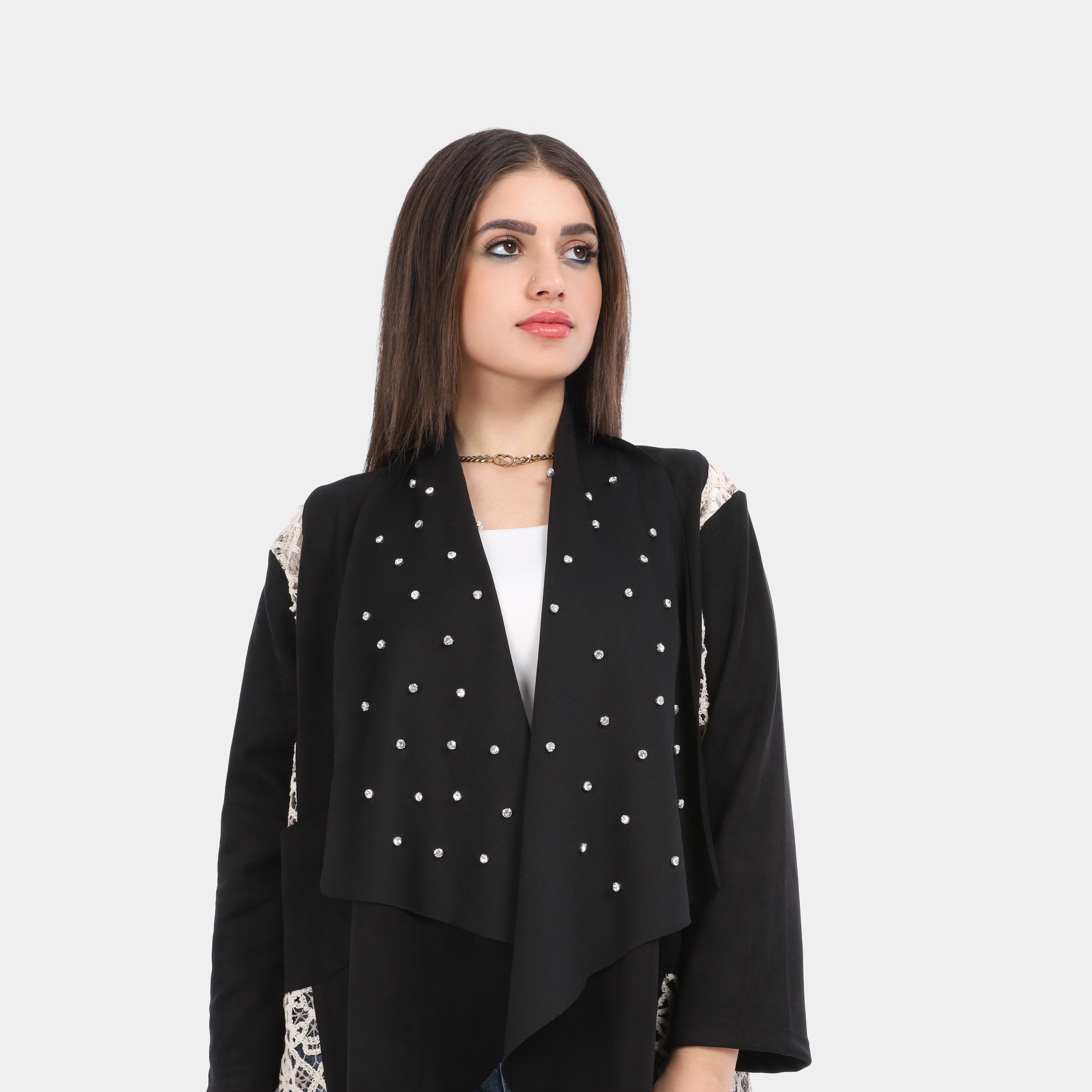 Open Front Lace Panel Cardigan 2001/027