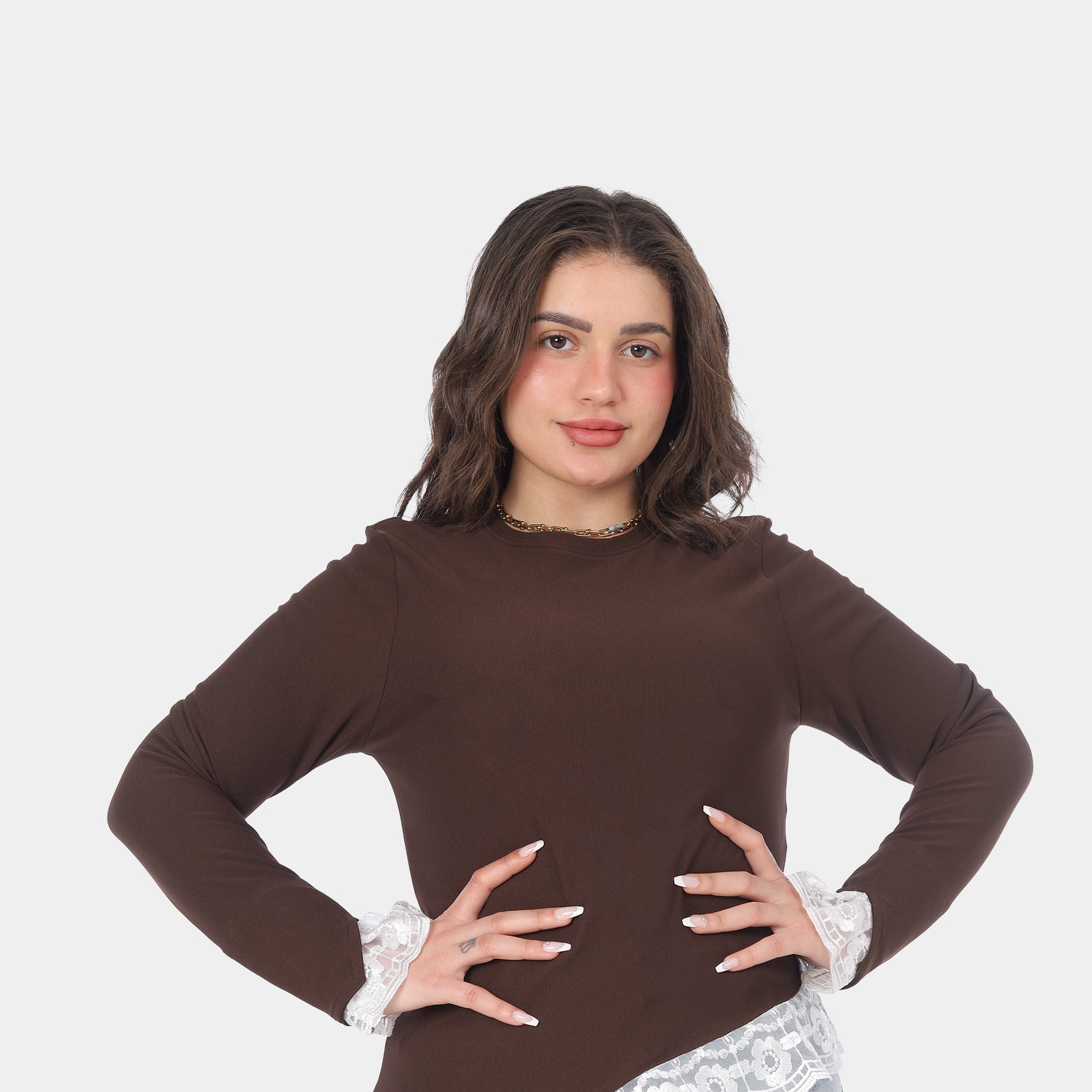 Ruffled Sleeve Lace Trim Blouse 2002/048