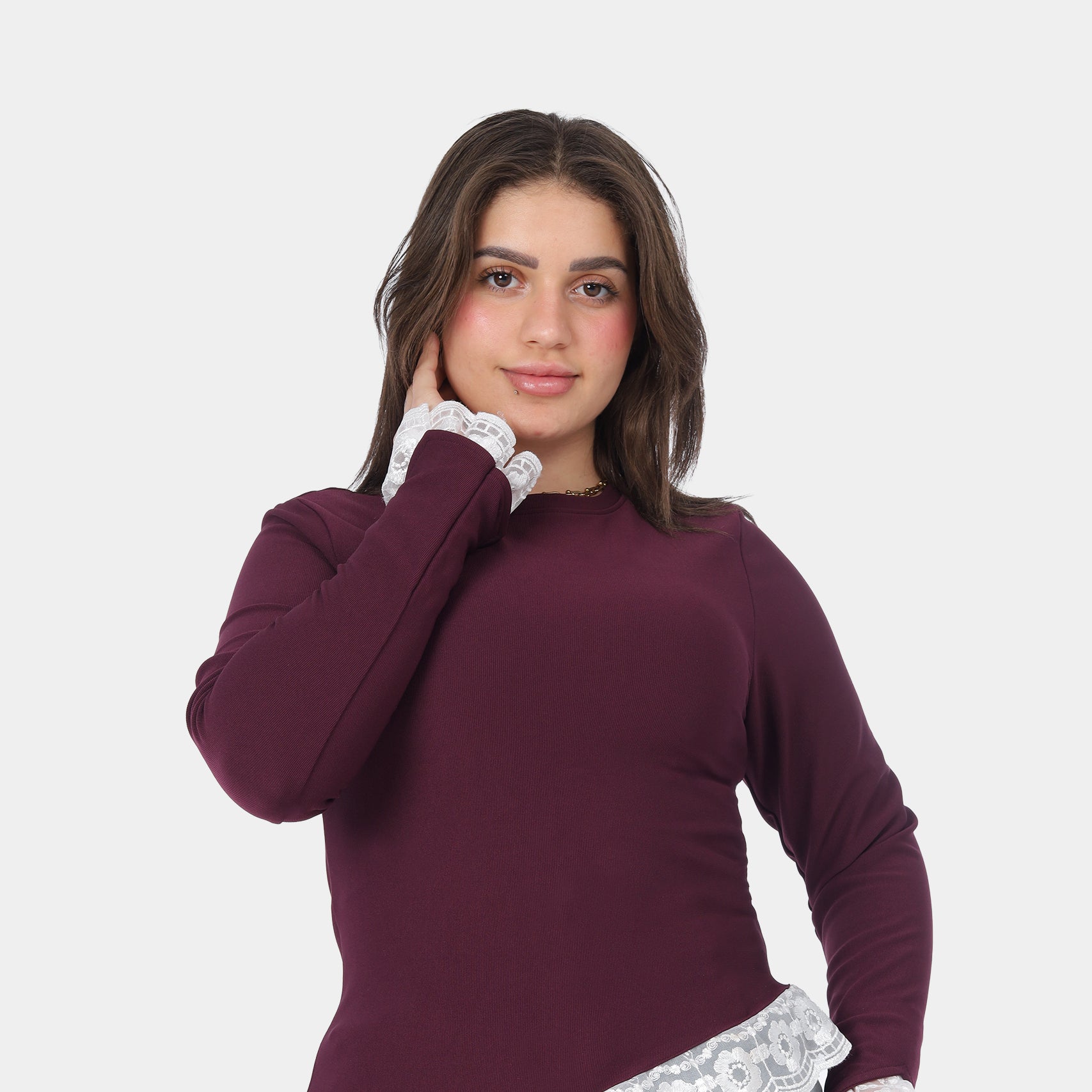 Ruffled Sleeve Lace Trim Blouse 2002/048