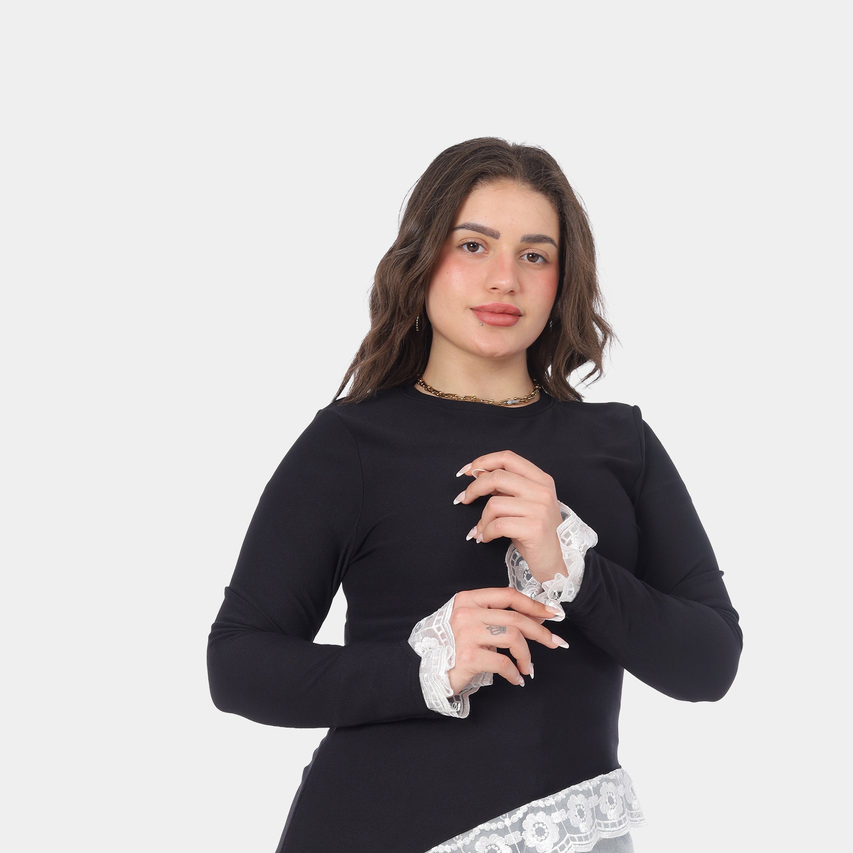 Ruffled Sleeve Lace Trim Blouse 2002/048