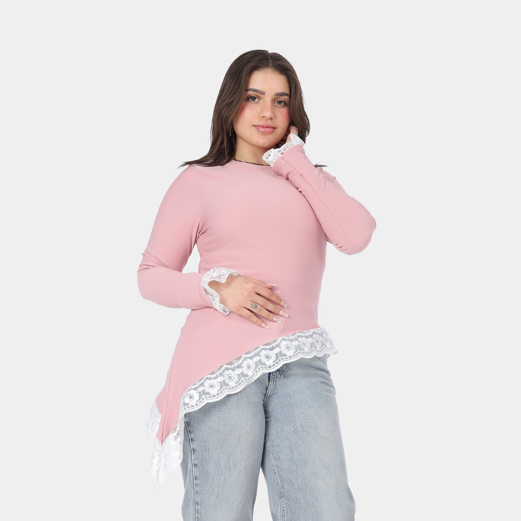 Ruffled Sleeve Lace Trim Blouse 2002/048