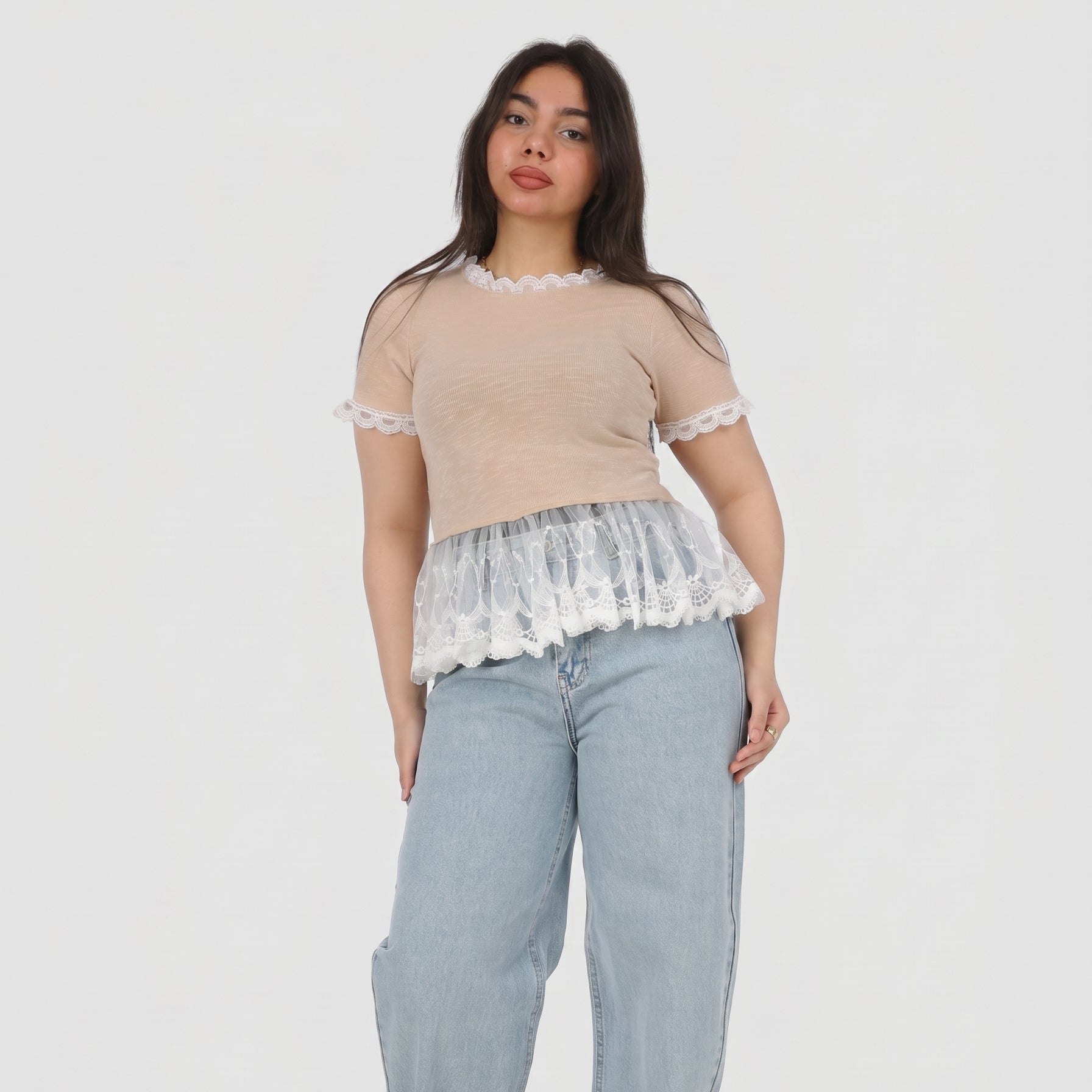 Half Sleeve Lace Detail Blouse 2002/164
