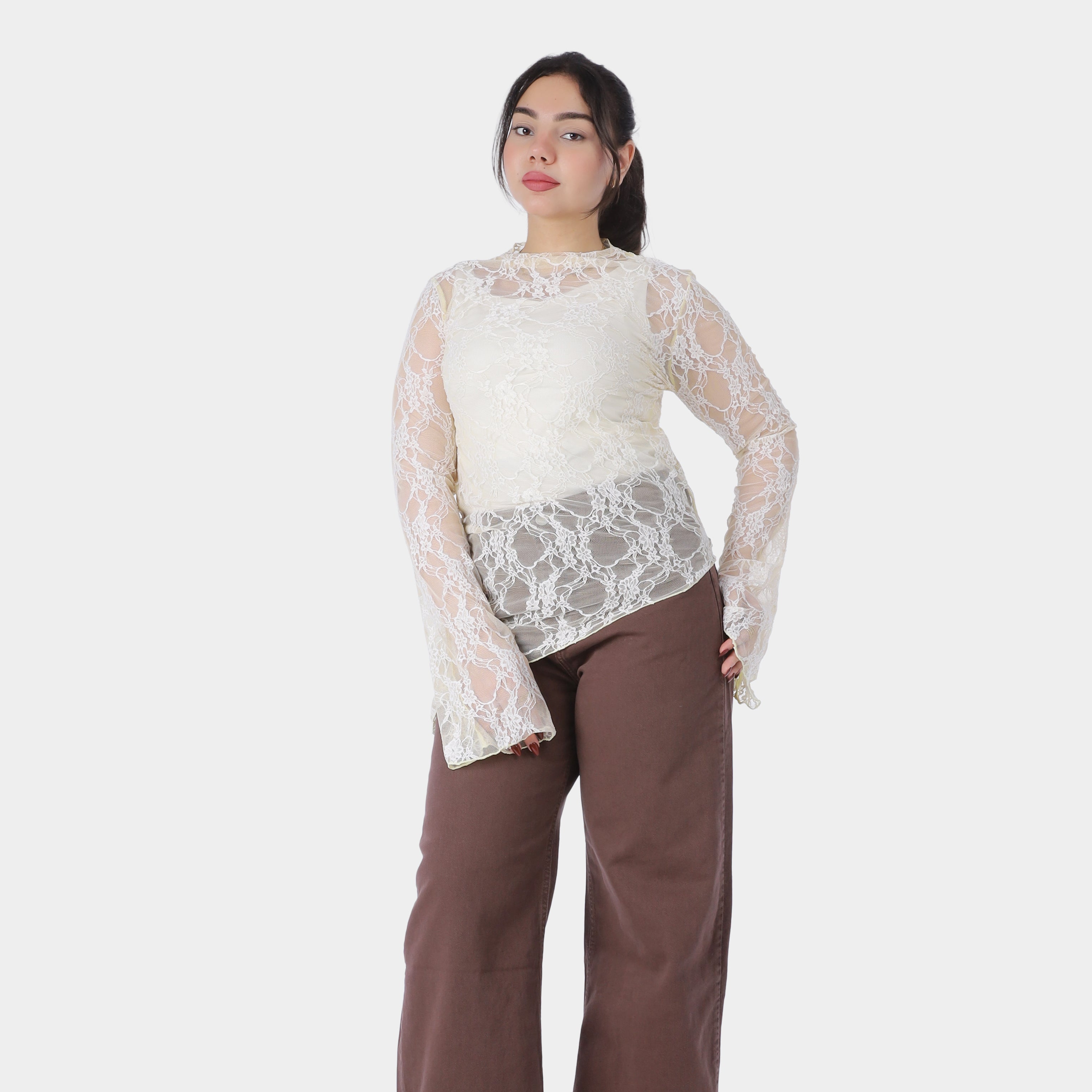 Asymmetrical Hem Lace Blouse 2002/193