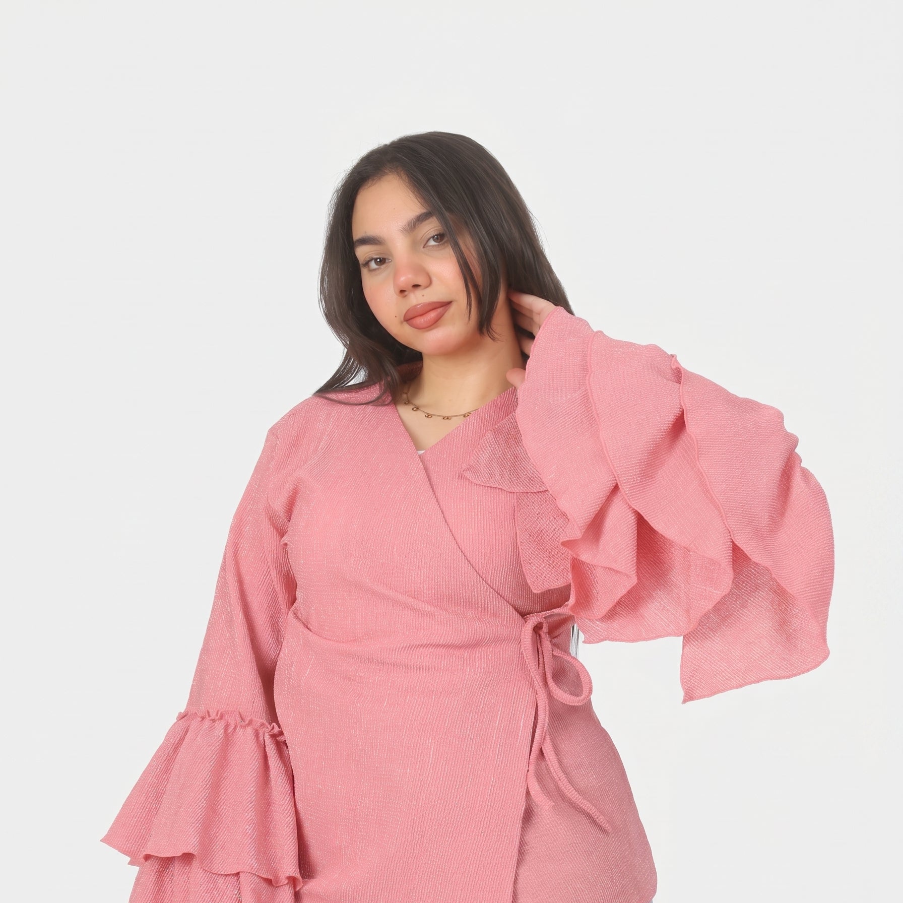 Side Tie Ruffle Sleeve Blouse 2002/238