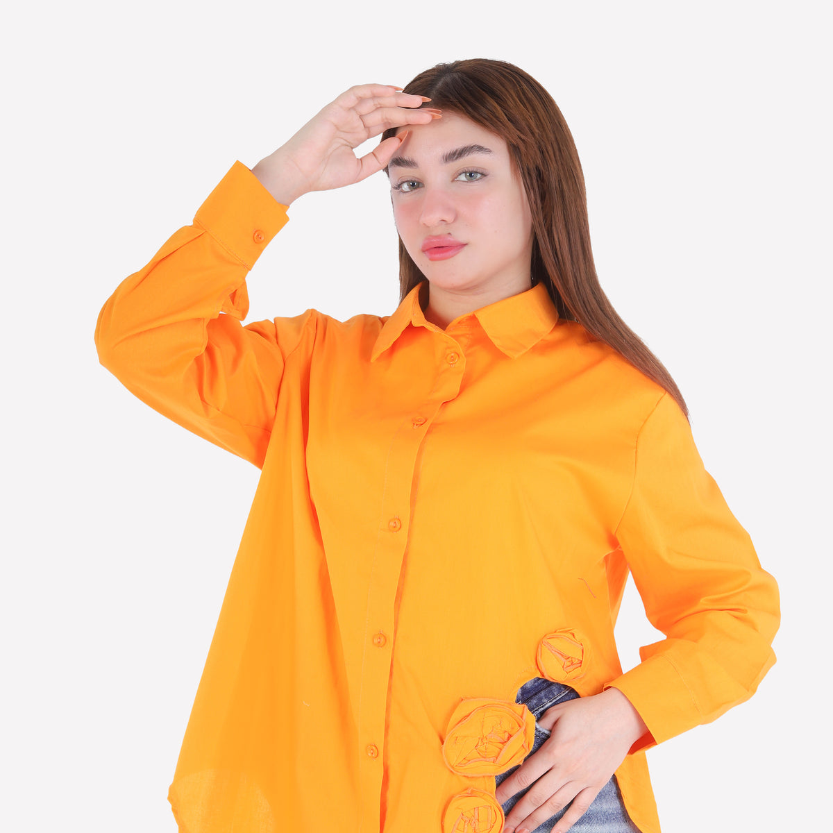 Button-Down Shirt with Floral Appliqué 2002/257