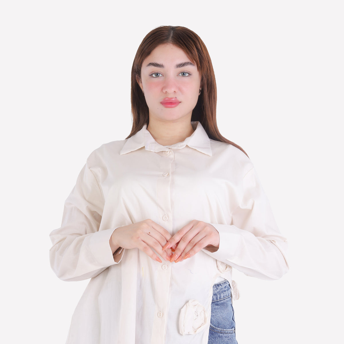 Button-Down Shirt with Floral Appliqué 2002/257