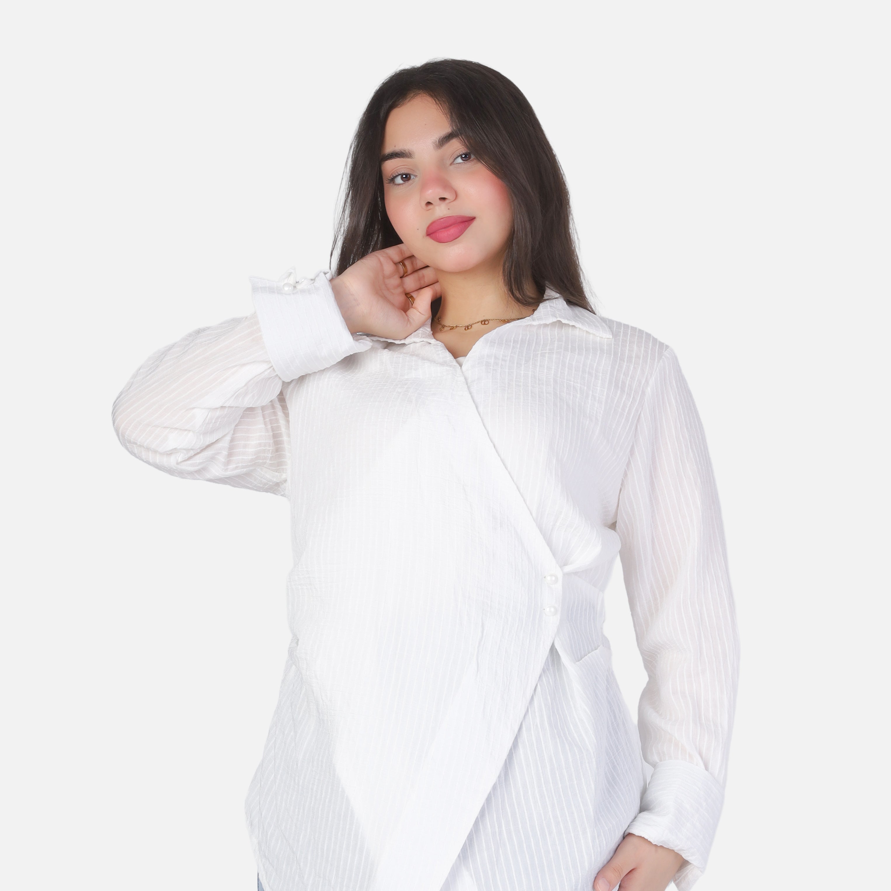 Striped Blouse with Asymmetric Hem 2002/277