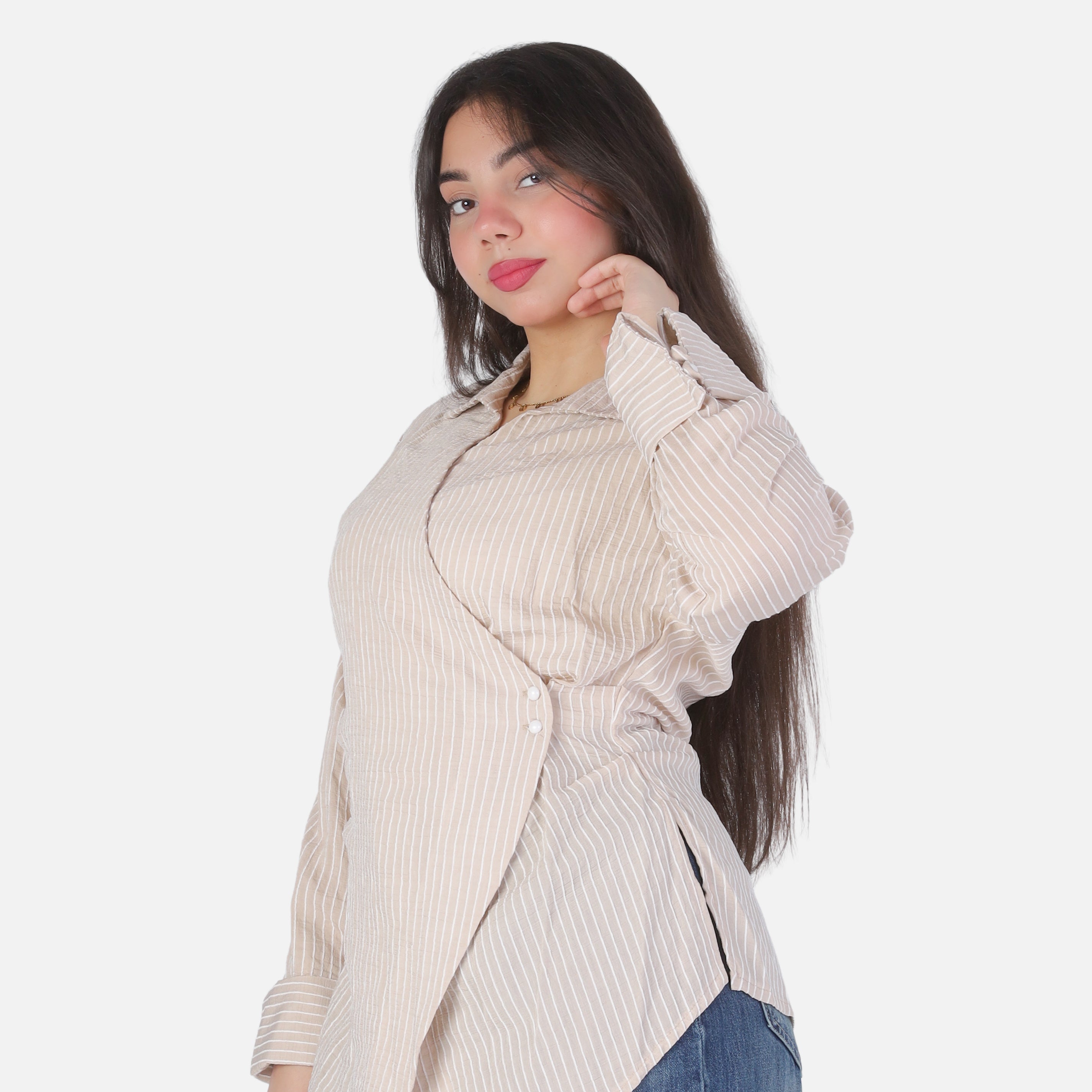 Striped Blouse with Asymmetric Hem 2002/277