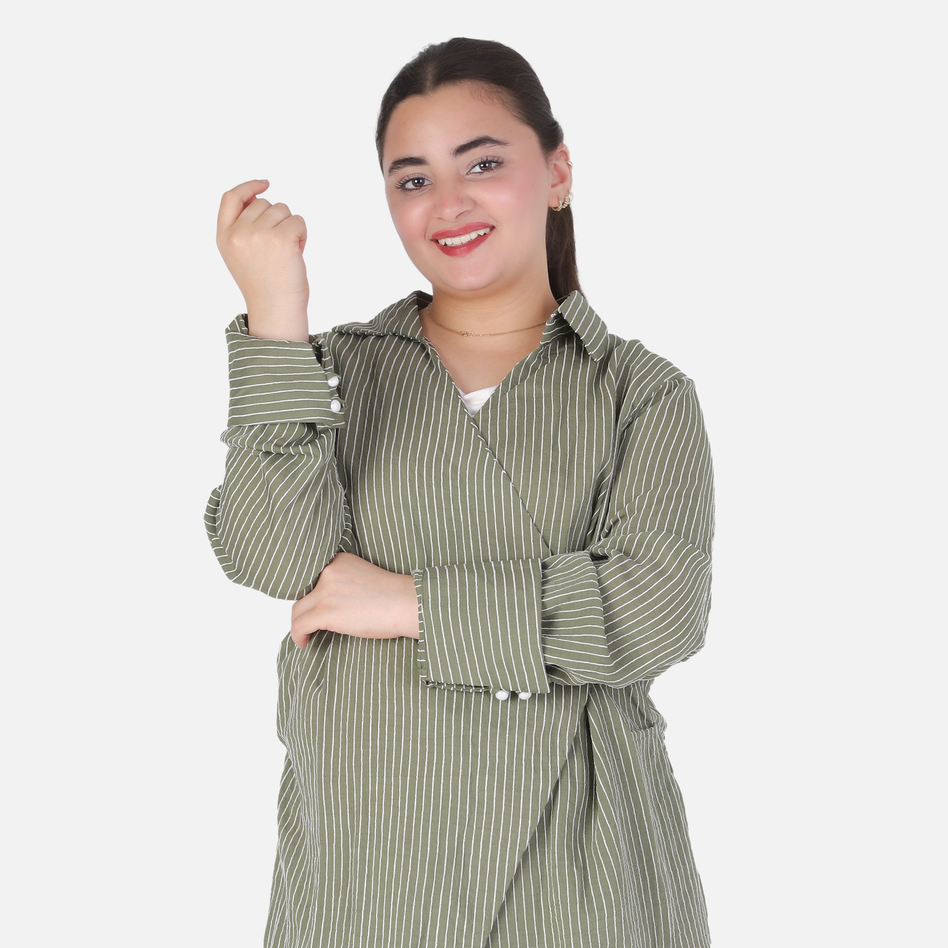 Striped Blouse with Asymmetric Hem 2002/277