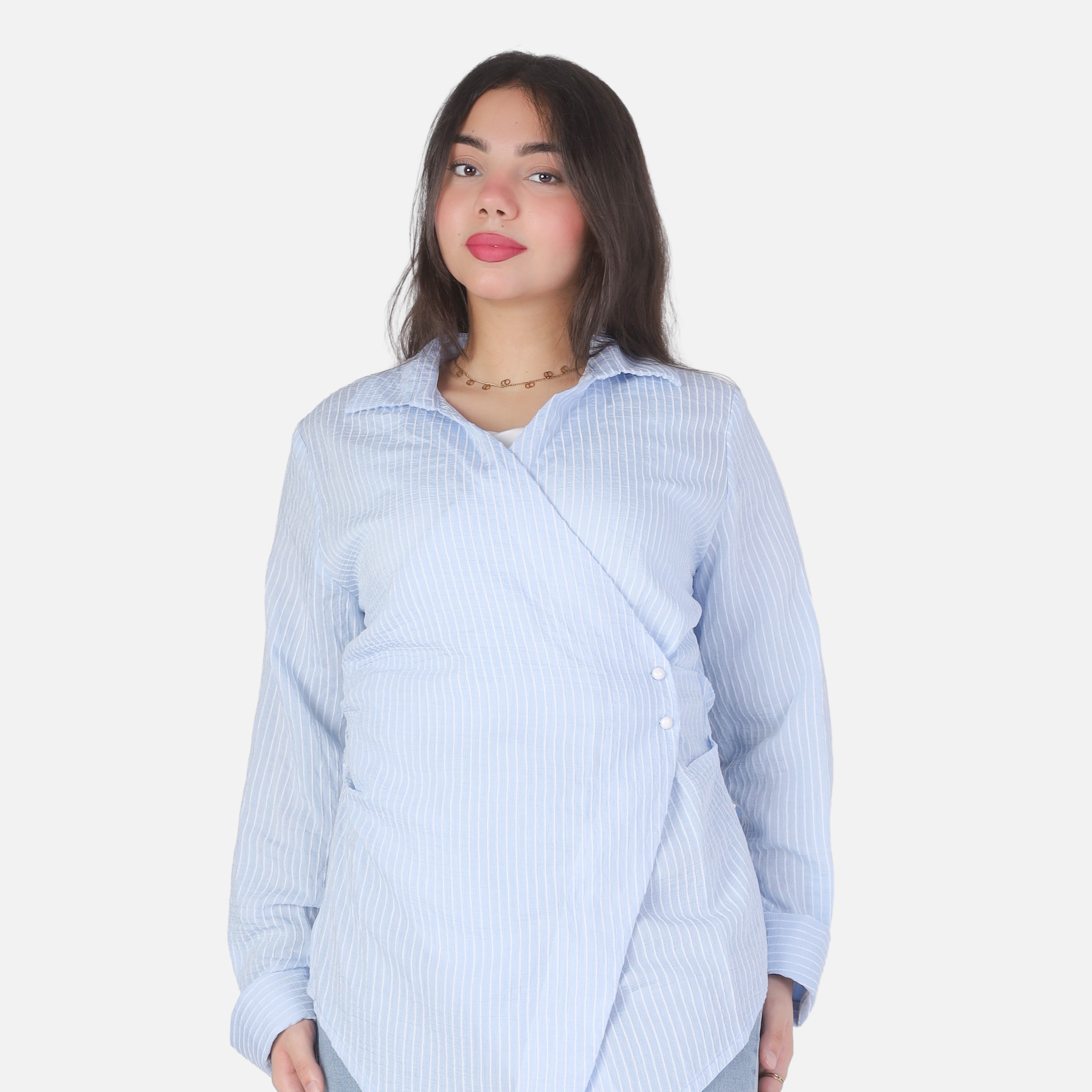 Striped Blouse with Asymmetric Hem 2002/277
