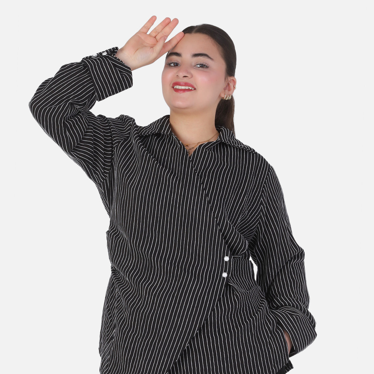 Striped Blouse with Asymmetric Hem 2002/277