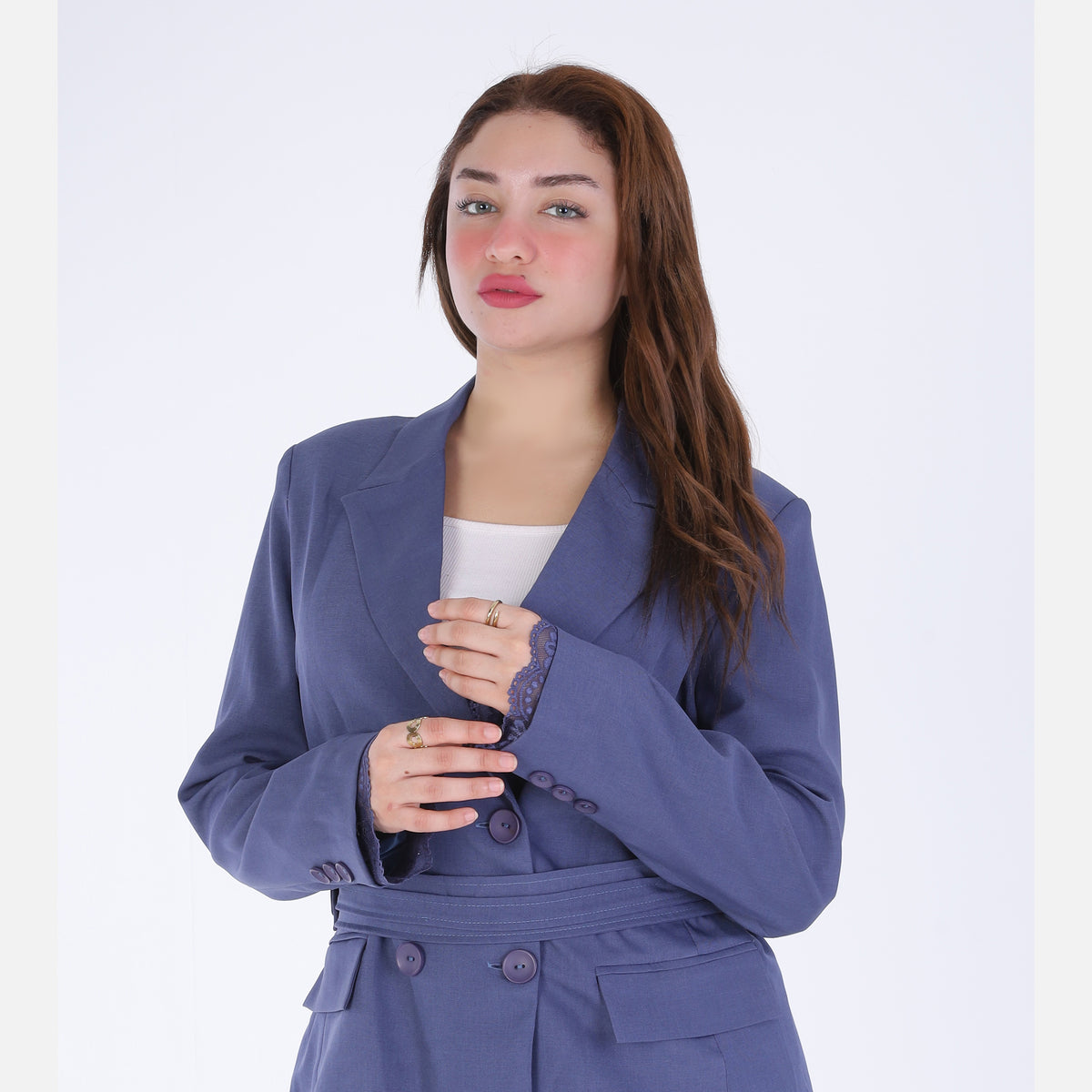 Lace Trim Belted Blazer 2003/008/1