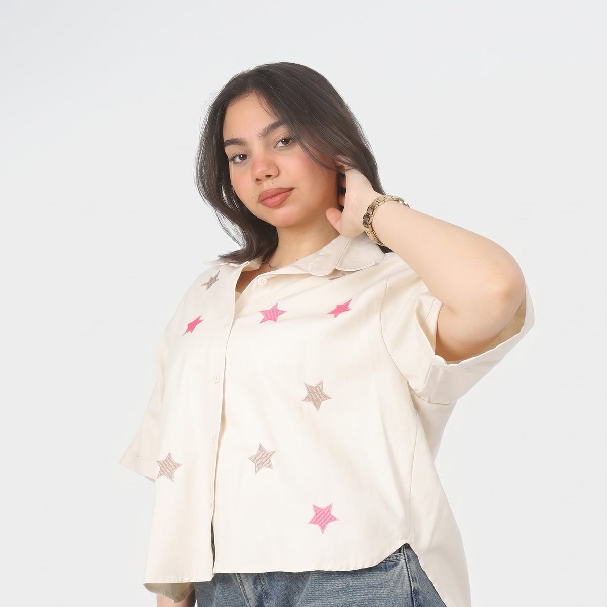 Half-Sleeve Embroidered Star Shirt 2003/031