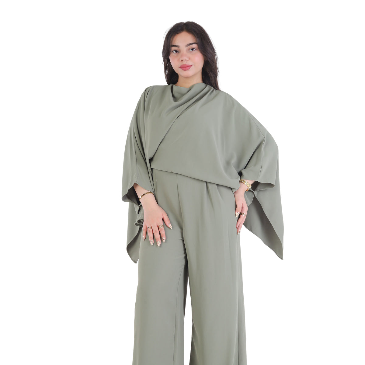 Draped Sleeve Wide Leg Jumpsuit 2003/084/1