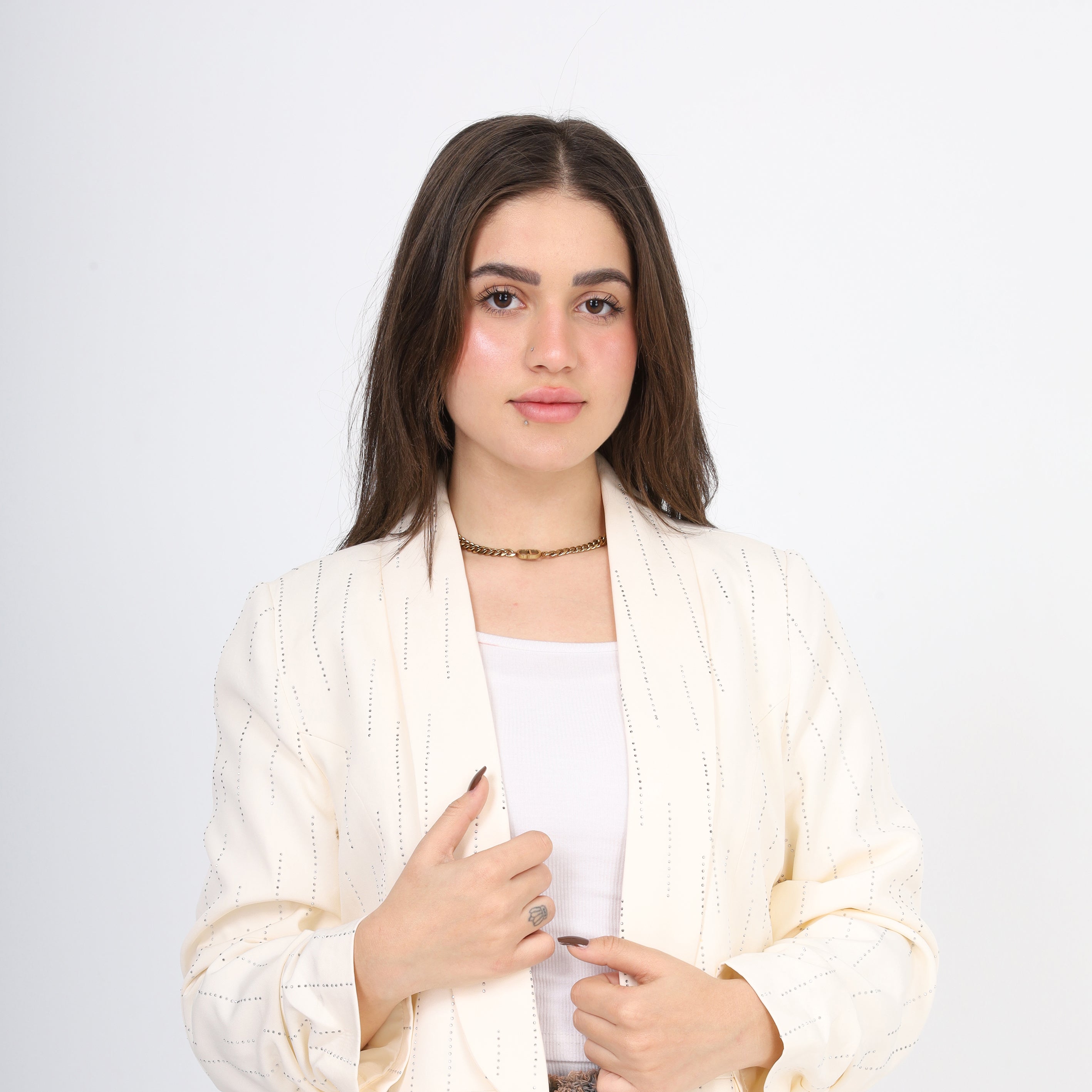 Dotted Ruffled Sleeve Formal Blazer 2003/096