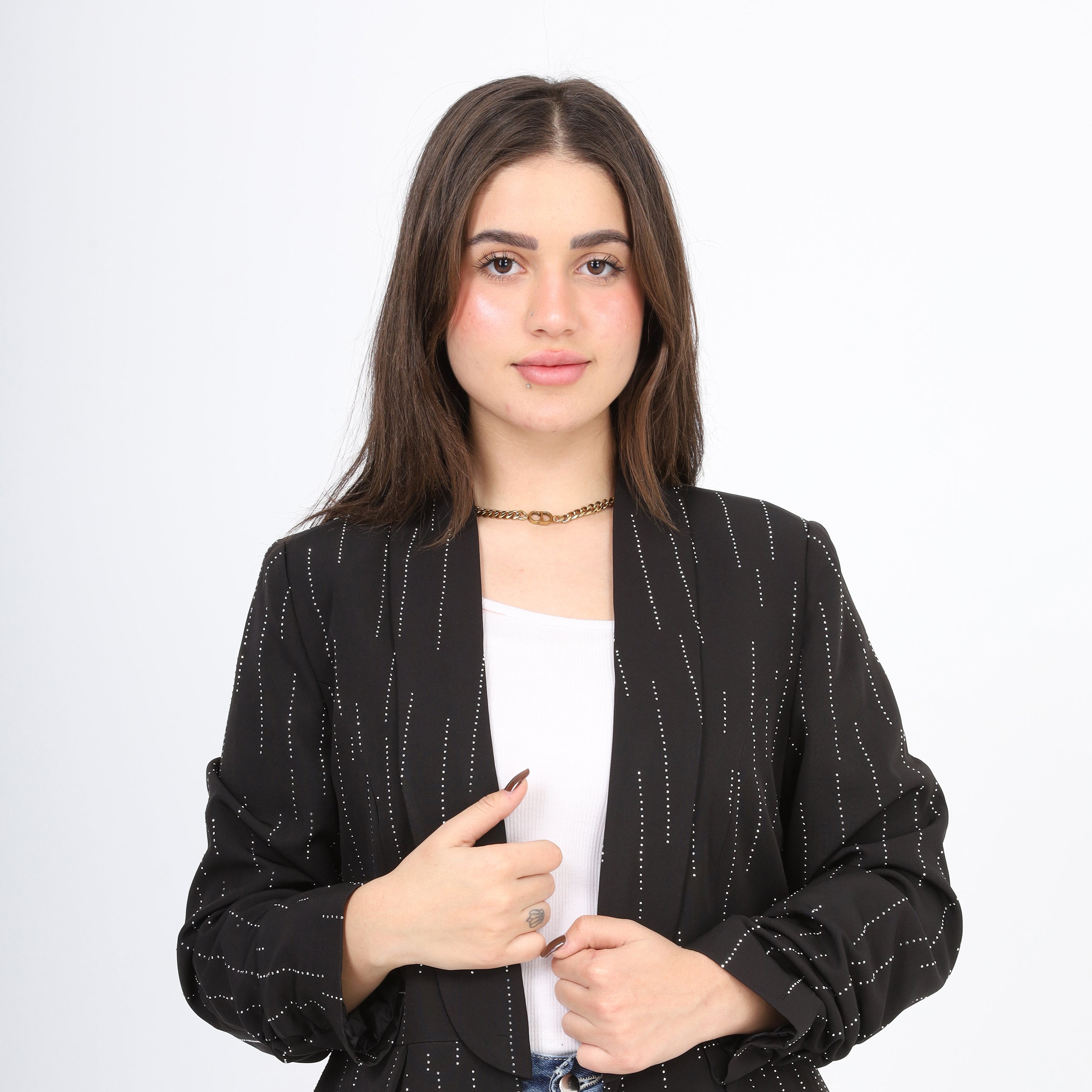 Dotted Ruffled Sleeve Formal Blazer 2003/096