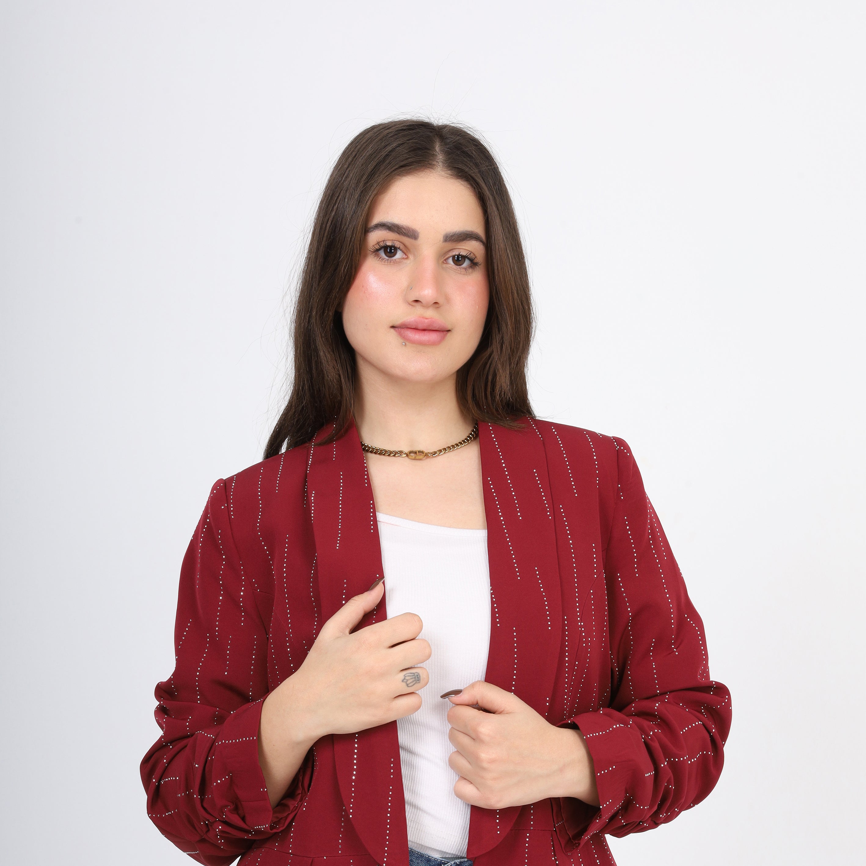 Dotted Ruffled Sleeve Formal Blazer 2003/096