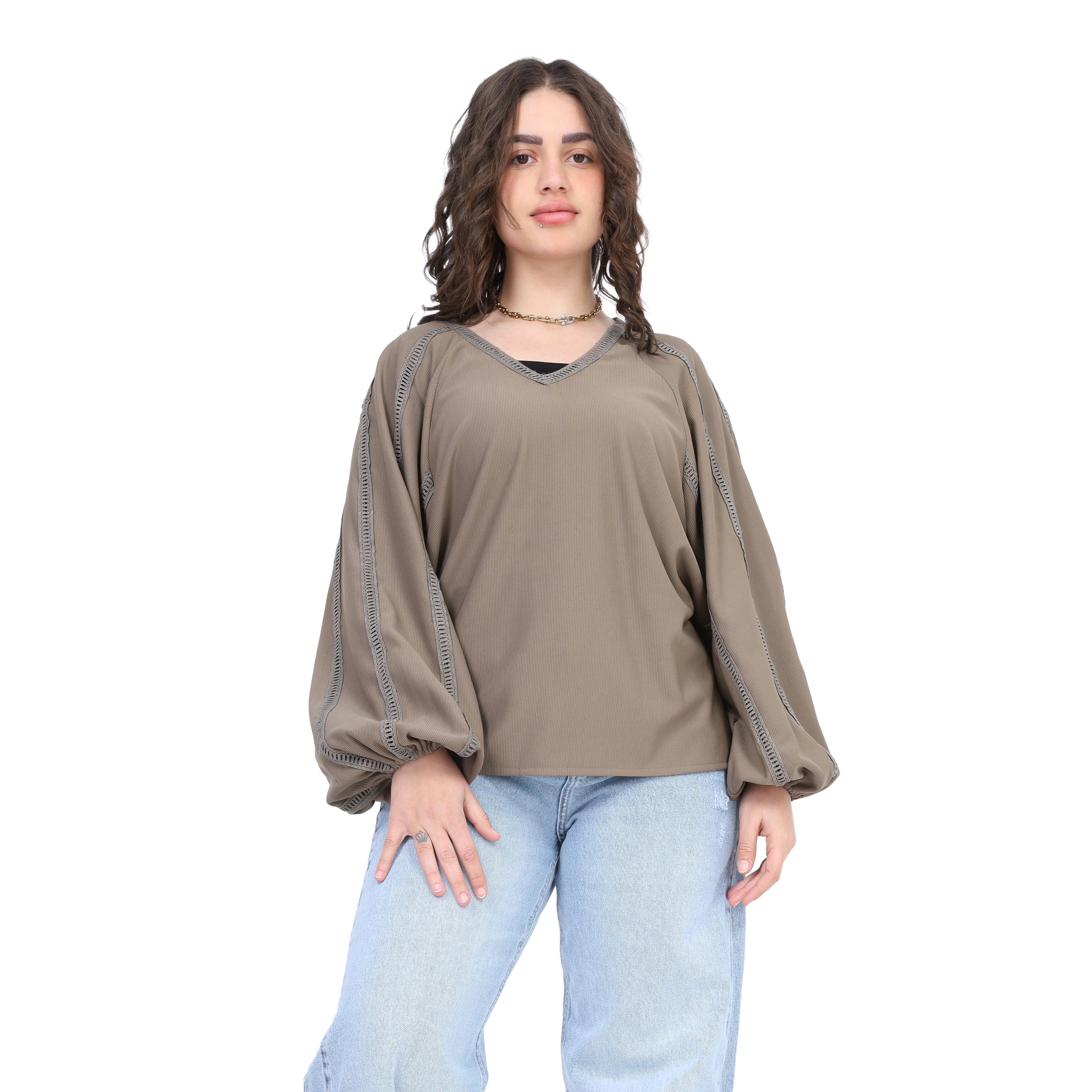 Puff Sleeve V-Neck Blouse 2003/129
