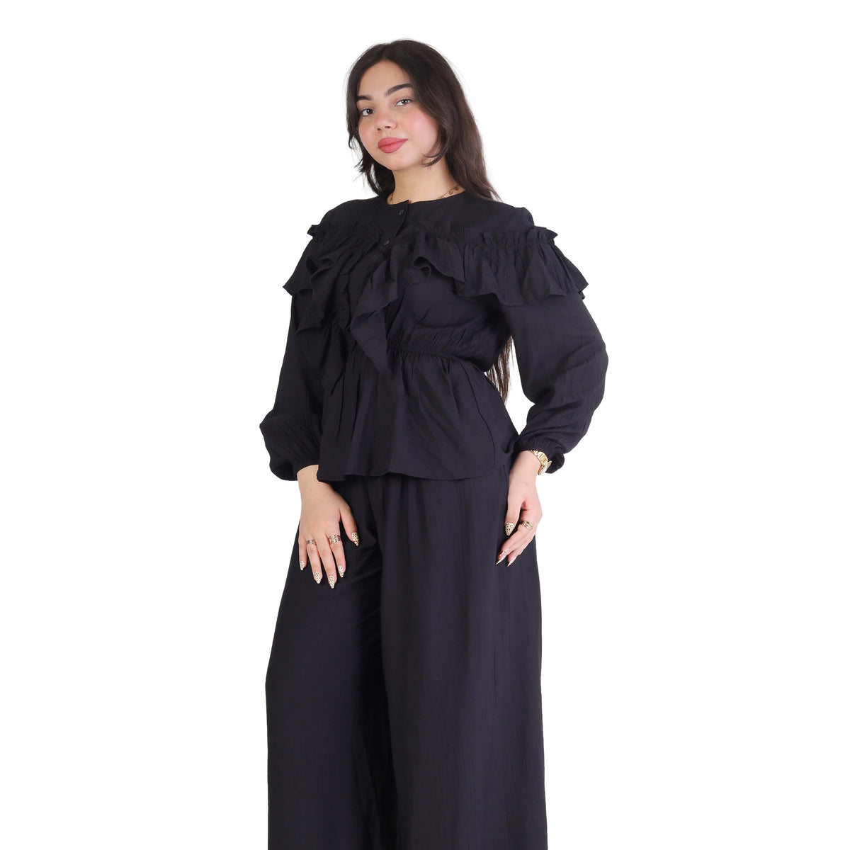 Ruffle Blouse & Wide-Leg Pants Set 2003/134
