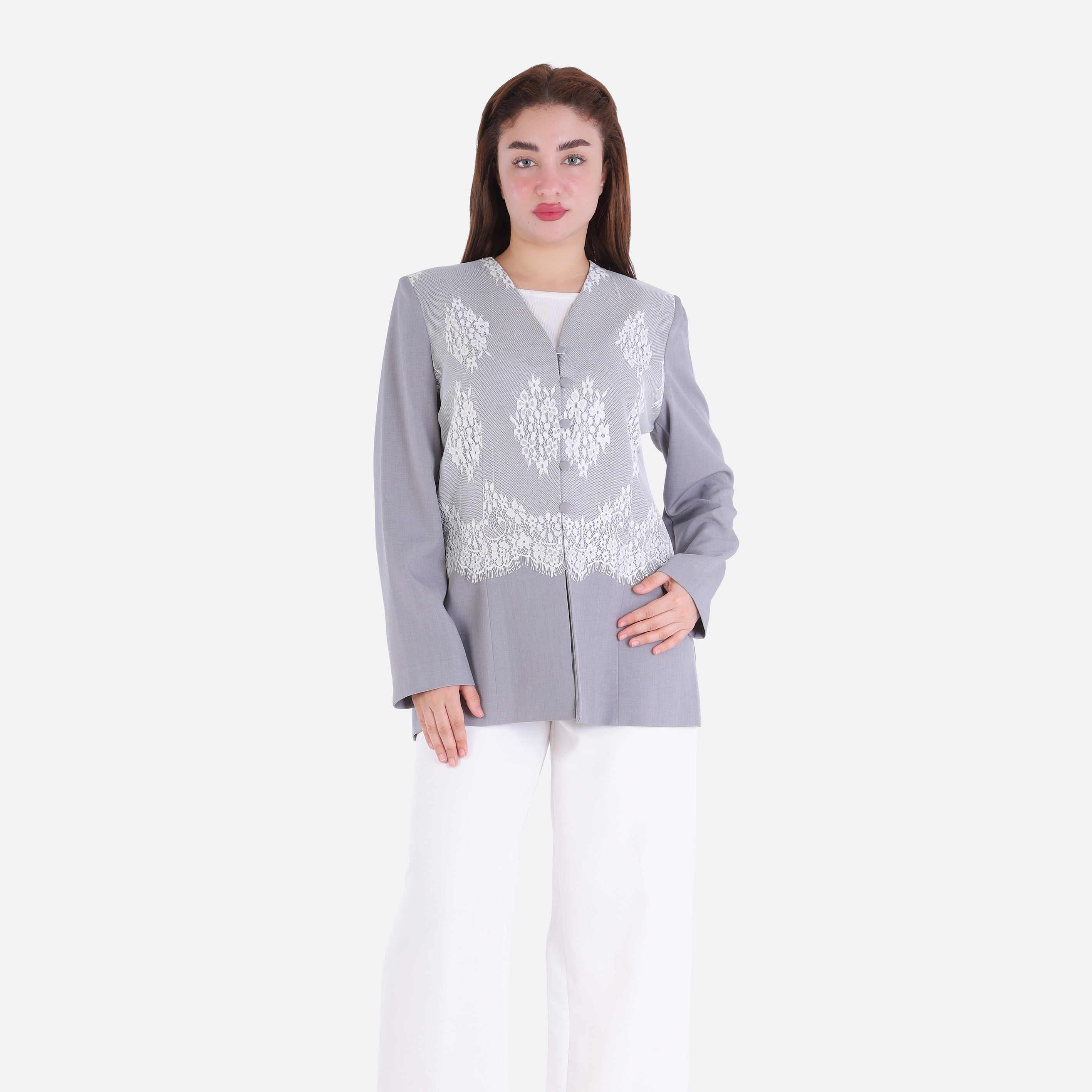 Lace Detail Blazer with Front Buttons 2003/162