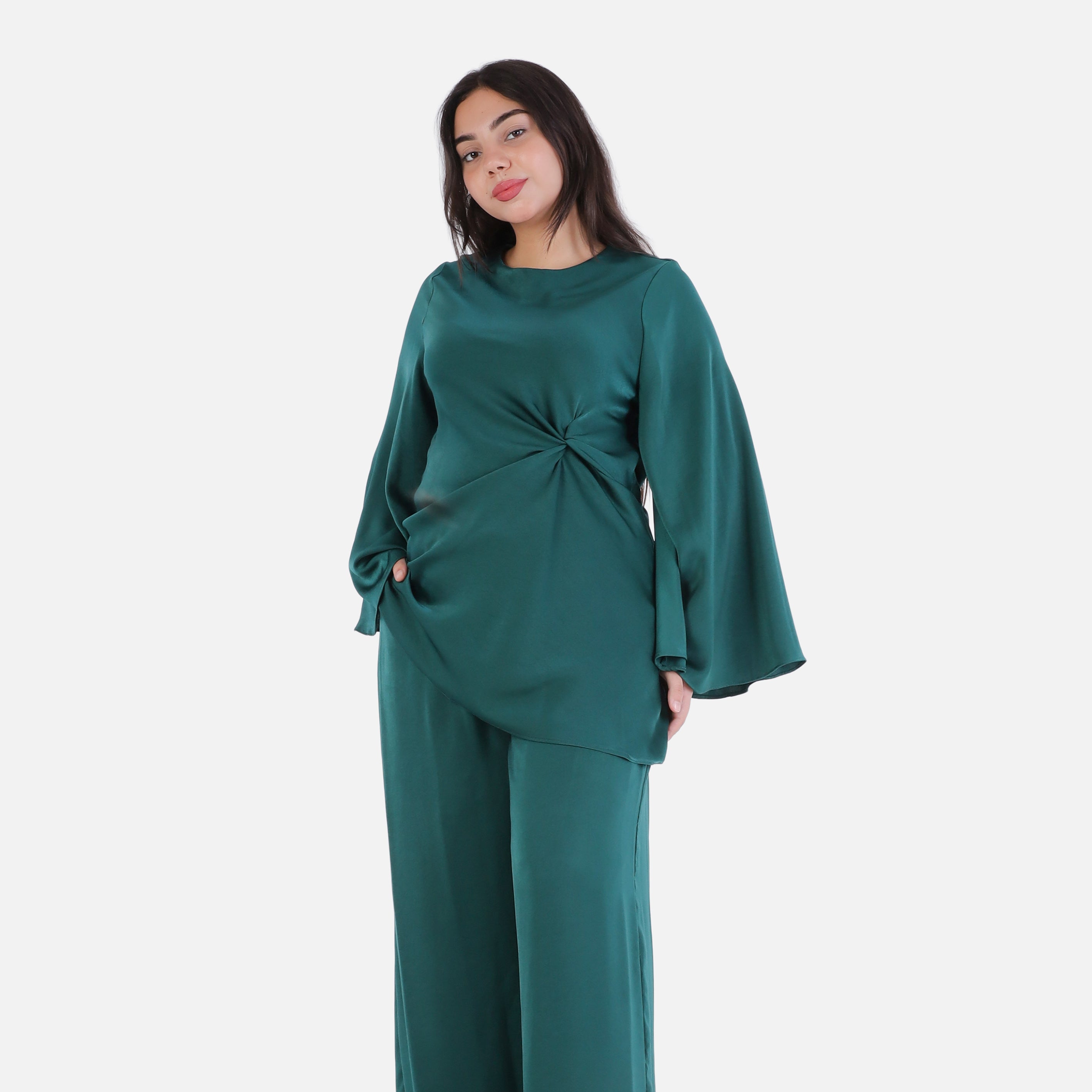 Elegant Flowing Blouse & Wide-Leg Pants Set 2003/235