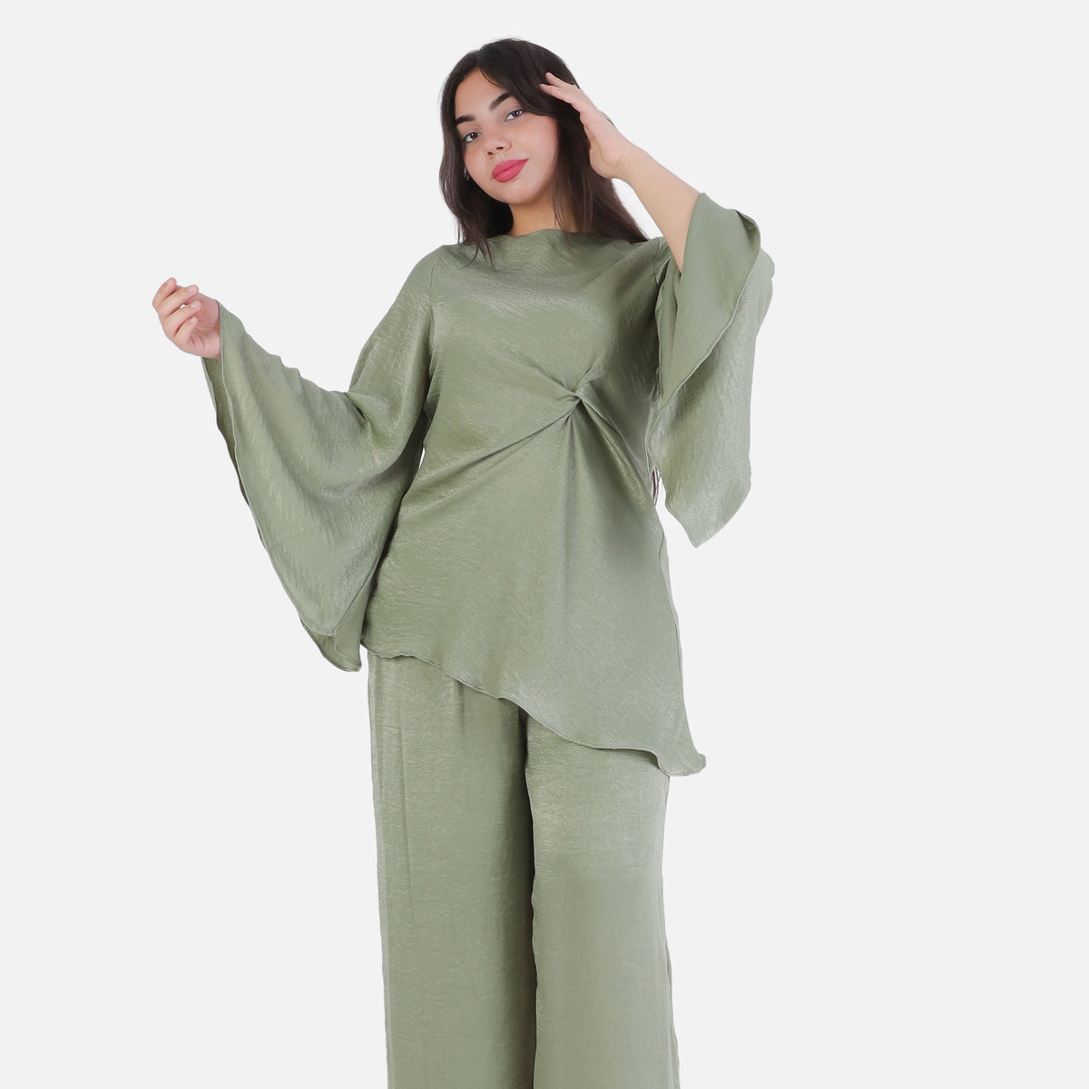 Elegant Flowing Blouse & Wide-Leg Pants Set 2003/235