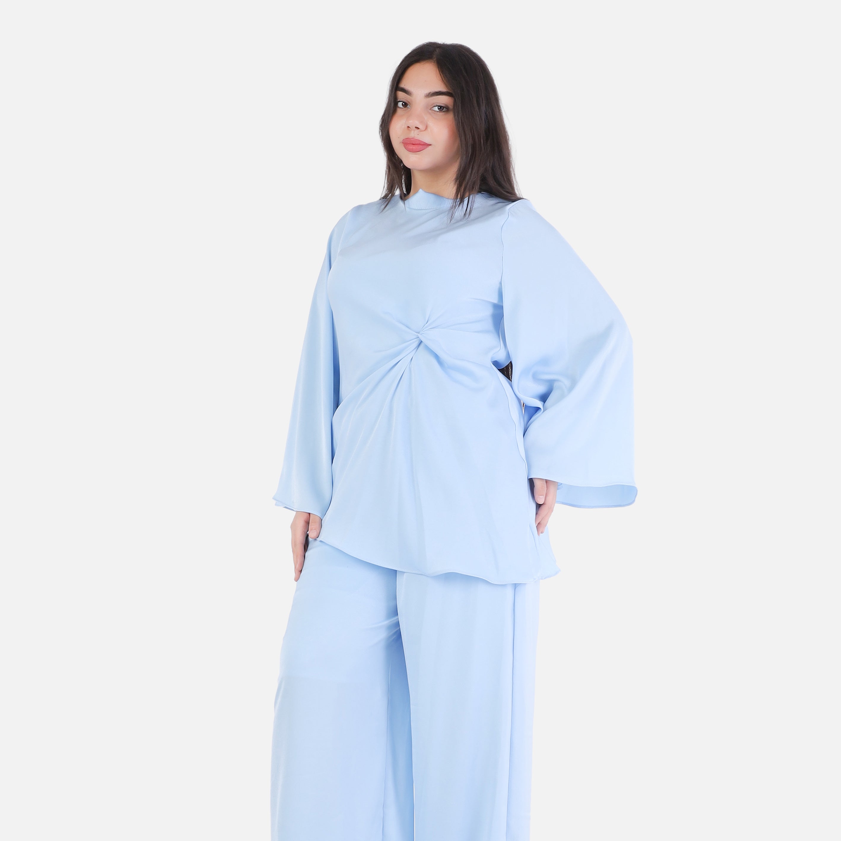 Elegant Flowing Blouse & Wide-Leg Pants Set 2003/235