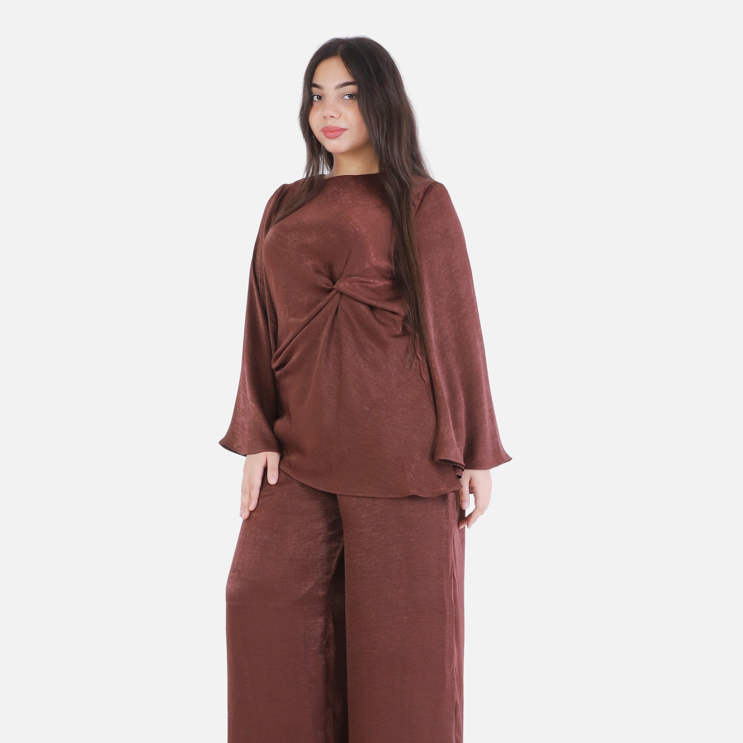 Elegant Flowing Blouse & Wide-Leg Pants Set 2003/235
