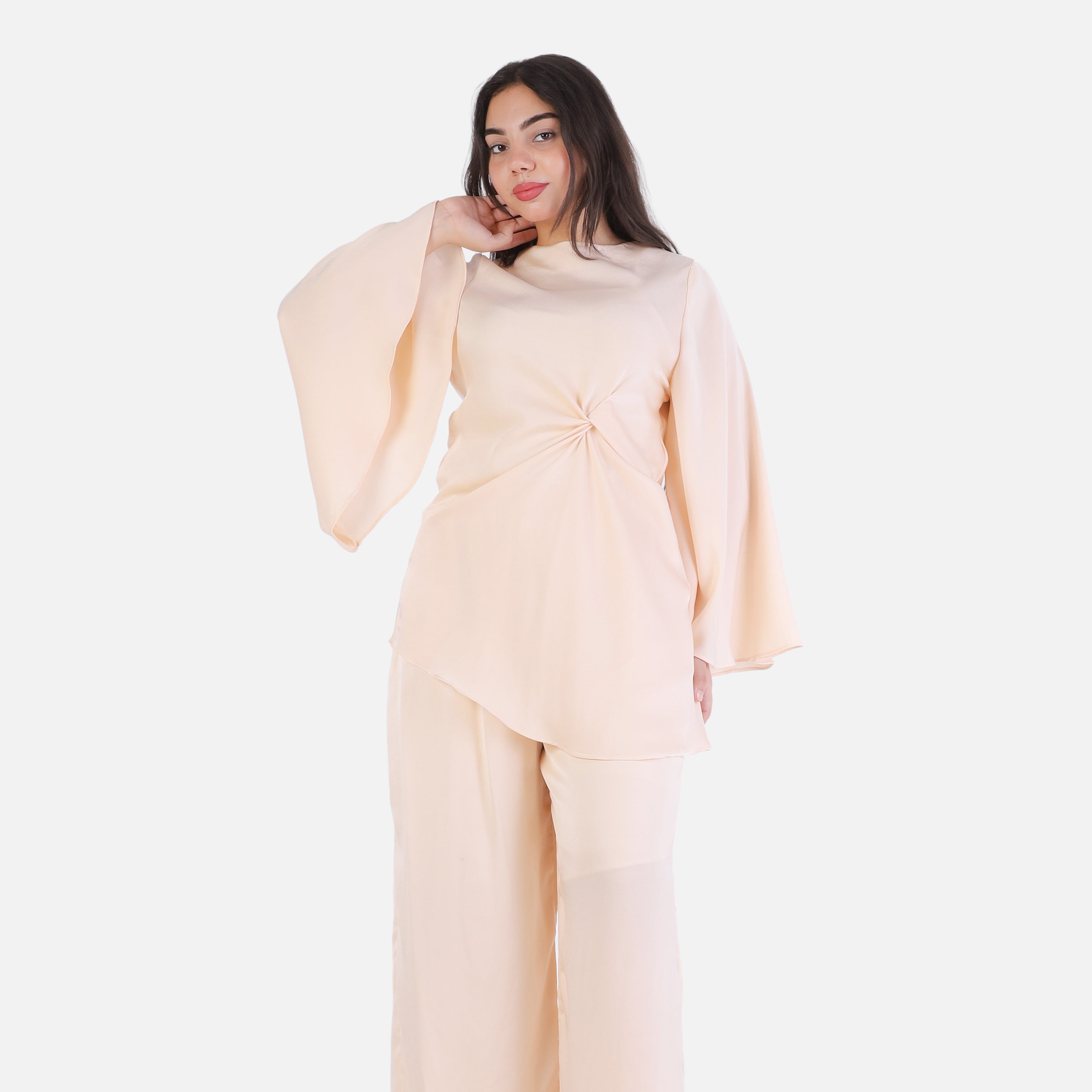 Elegant Flowing Blouse & Wide-Leg Pants Set 2003/235