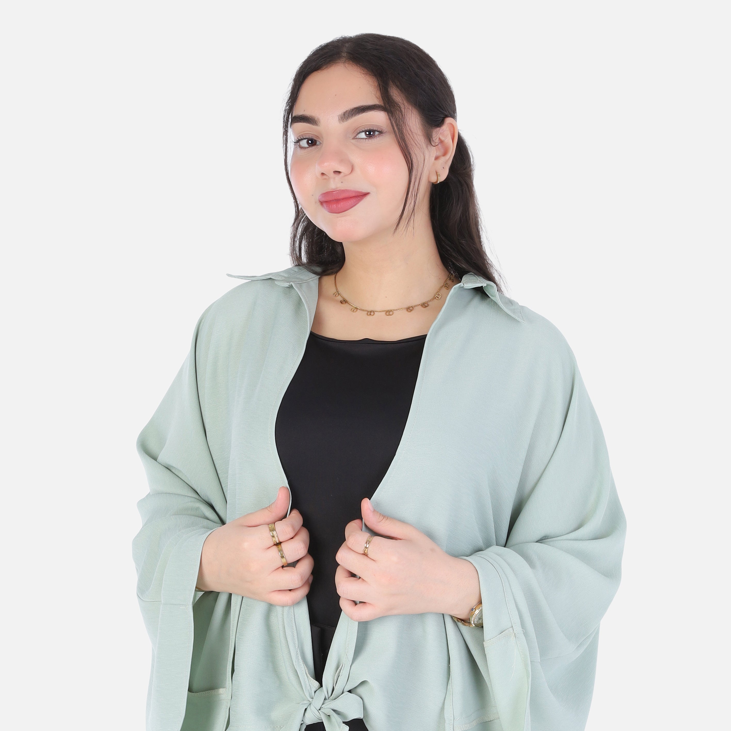 Short Cardigan with Wide Sleeves & Front Tie 2006/288/1