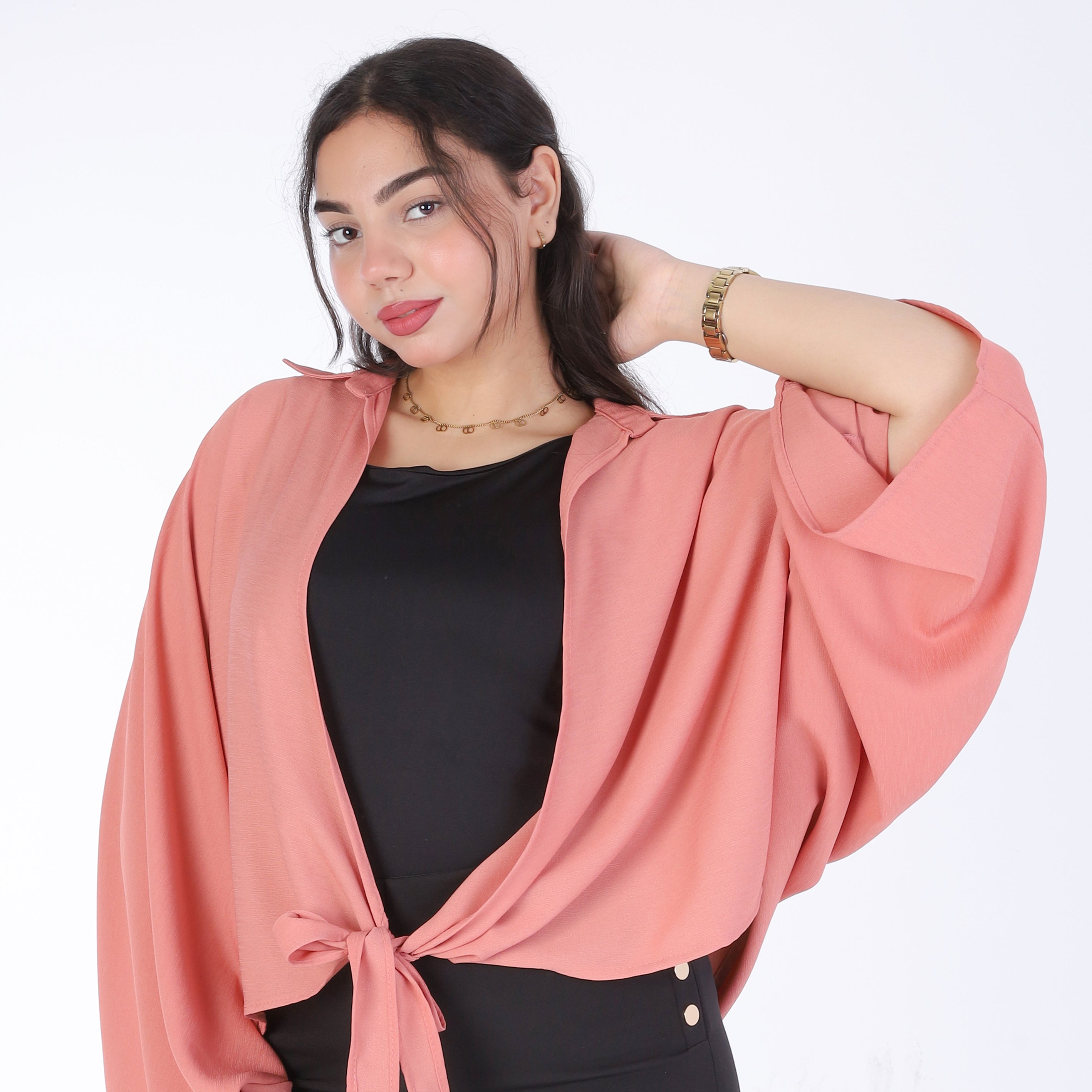 Short Cardigan with Wide Sleeves & Front Tie 2006/288/1