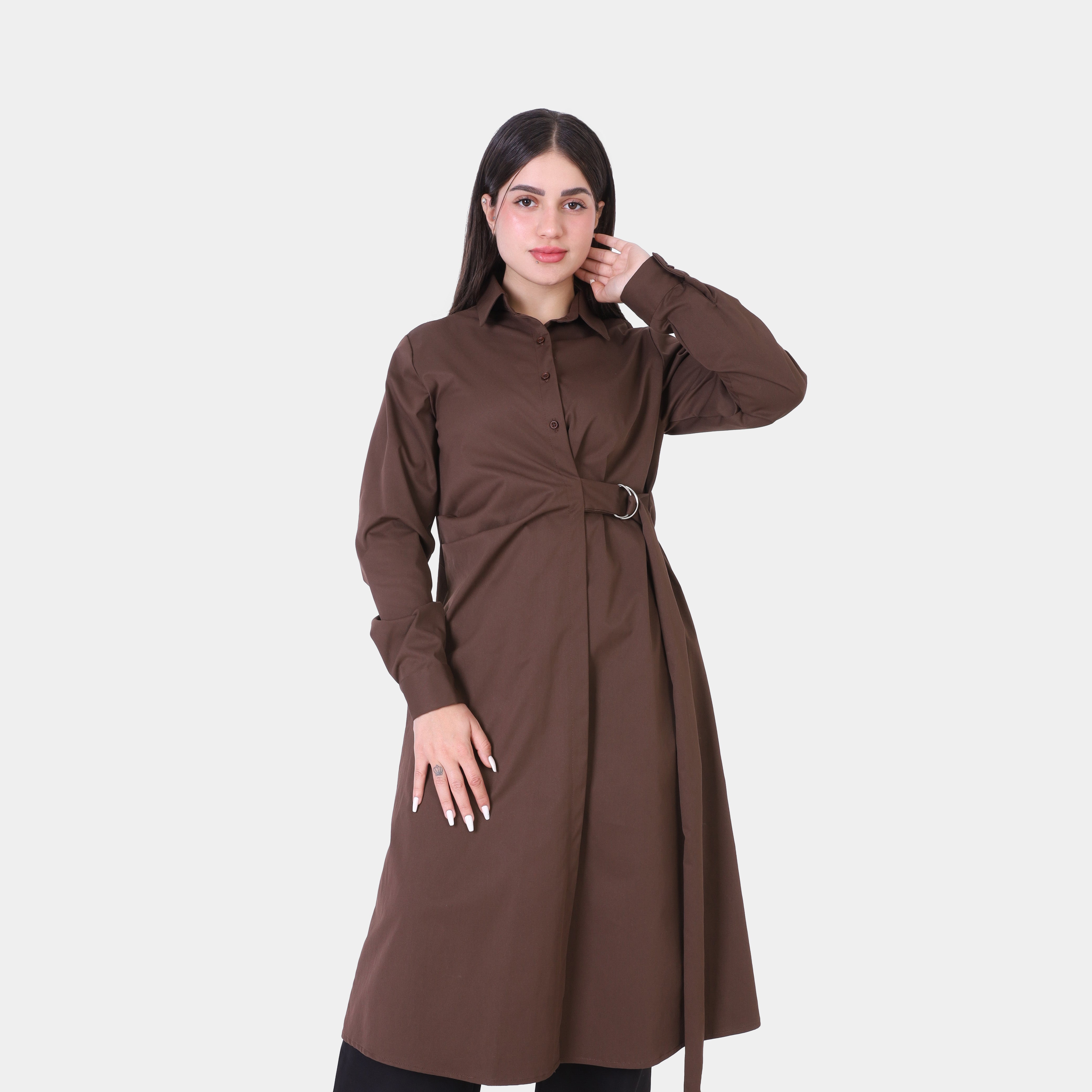 Belted Shirt Dress With Tie 2007/040