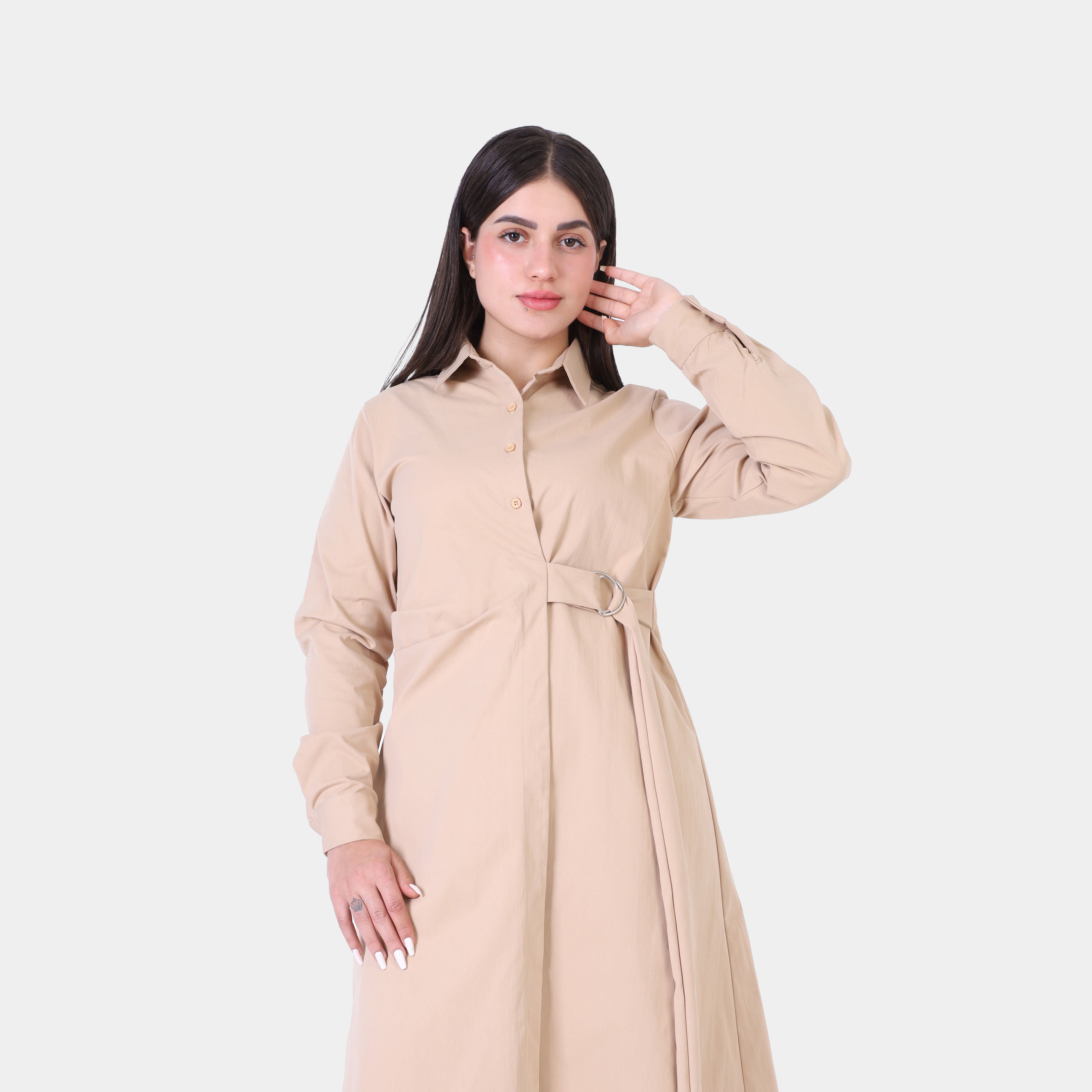 Belted Shirt Dress With Tie 2007/040
