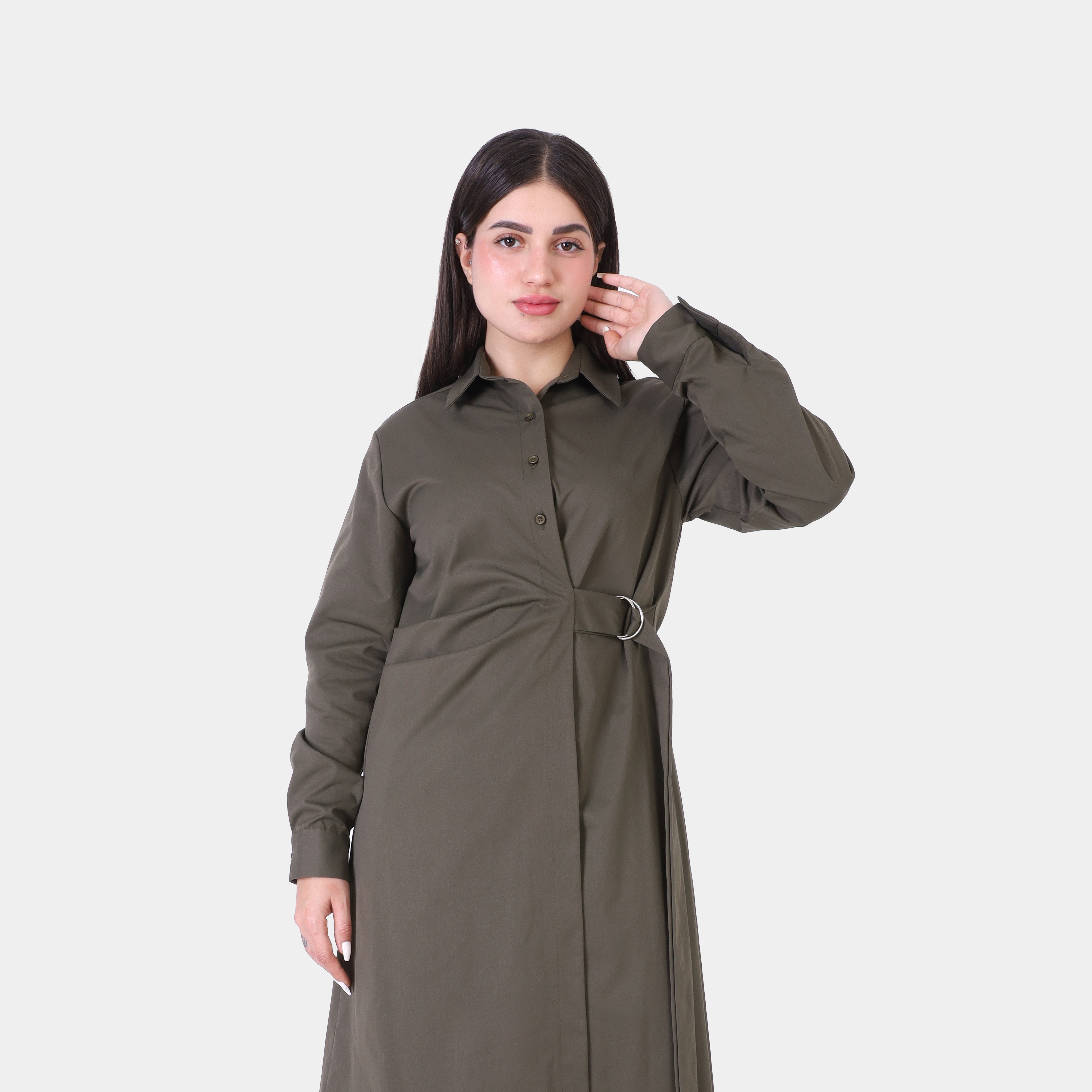 Belted Shirt Dress With Tie 2007/040