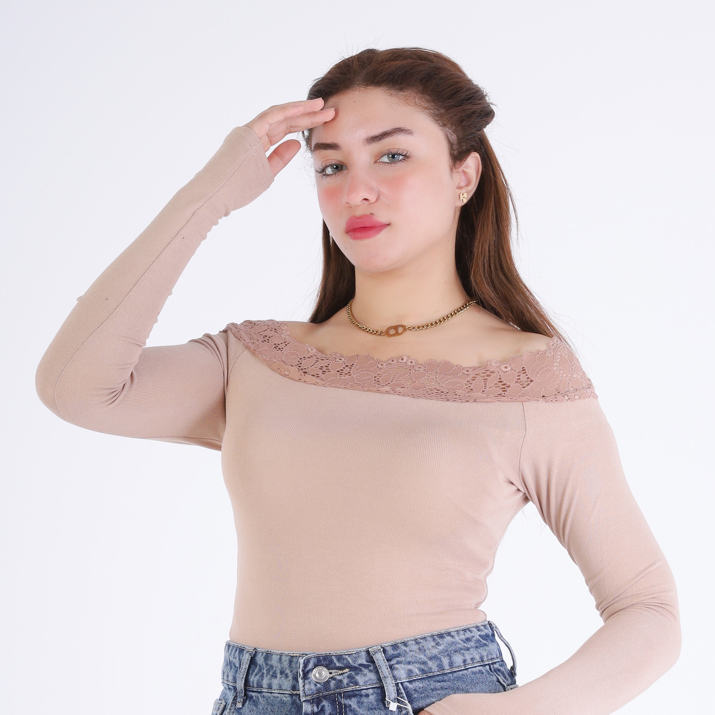 Off-Shoulder Lace Trim Top 2011/179